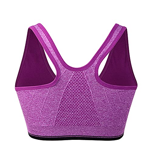 High Support Front Zipper Sports Bra for Women - Shockproof Push Up Yoga Bra with Padded Cups & Wirefree Design - Perfect for Gym, Running, Fitness & Workout