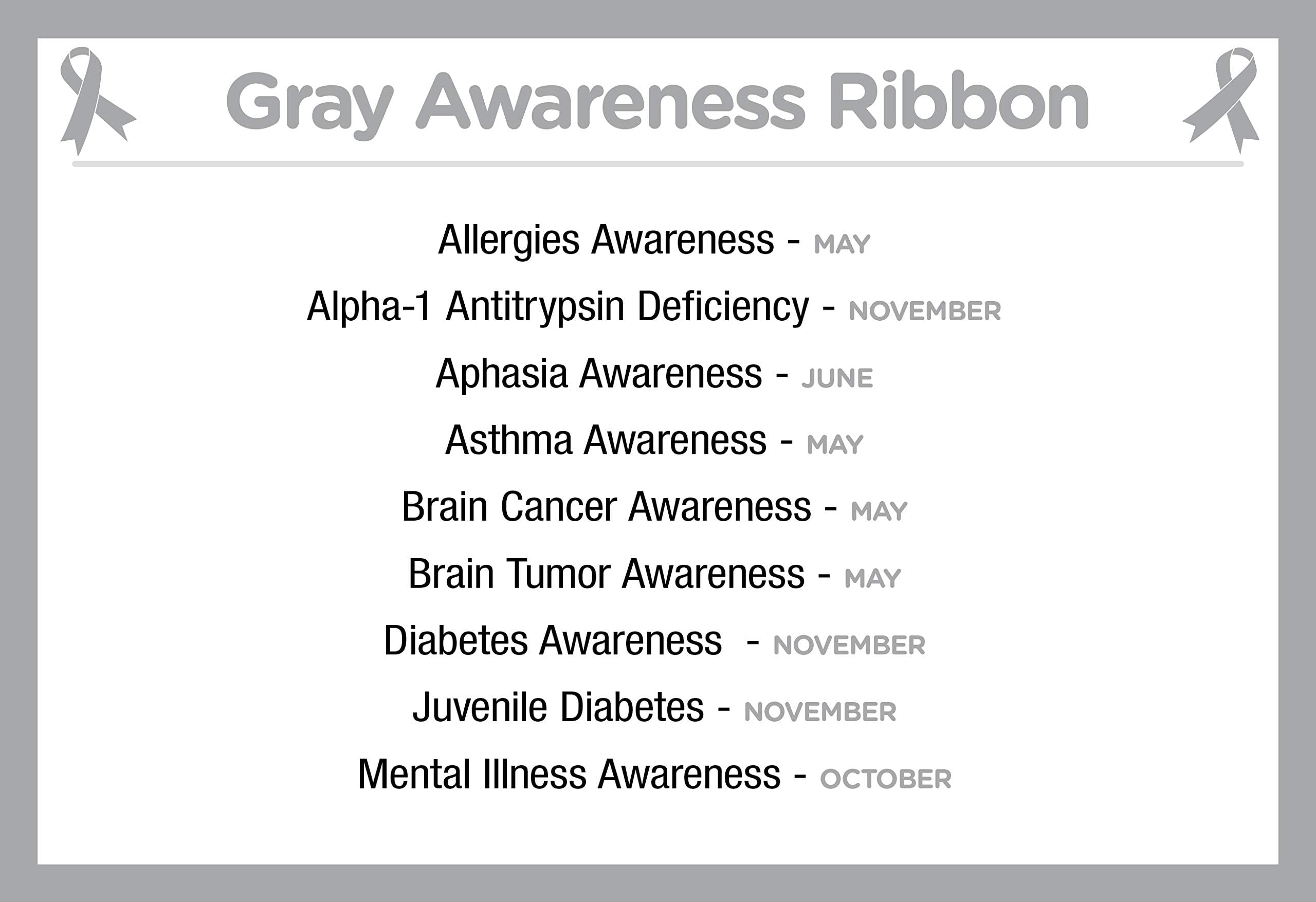 Gray Ribbon Charms for Jewelry Making - Parkinson's Disease, Brain Cancer & Diabetes Awareness Fundraiser Supplies - Perfect for Bracelets, Necklaces & Awareness Campaigns