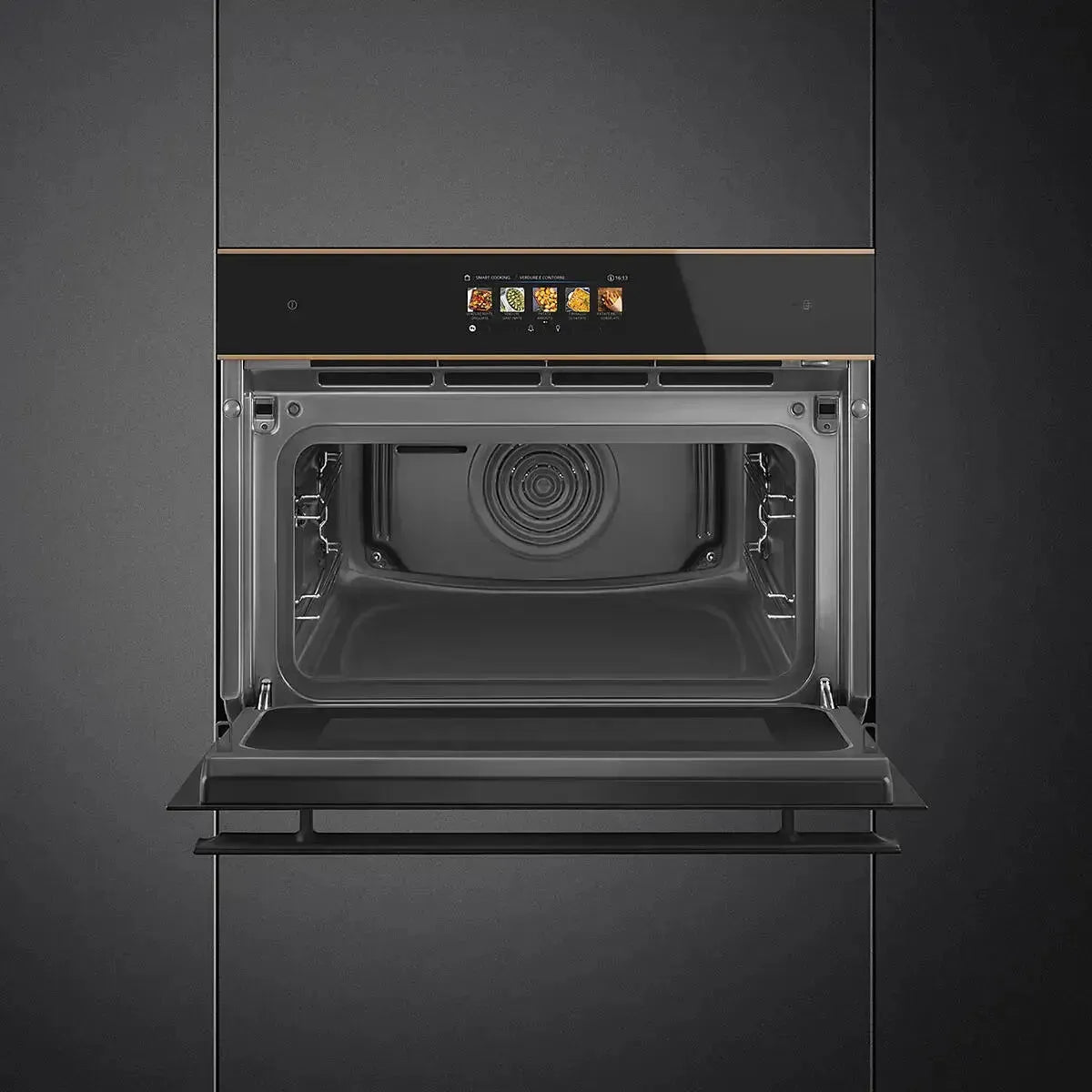 Smeg SOA4606WAPNR 45cm Combination Oven - Black | Built-in Microwave & Convection Oven | Perfect for Modern Kitchens, Small Spaces & Gourmet Cooking