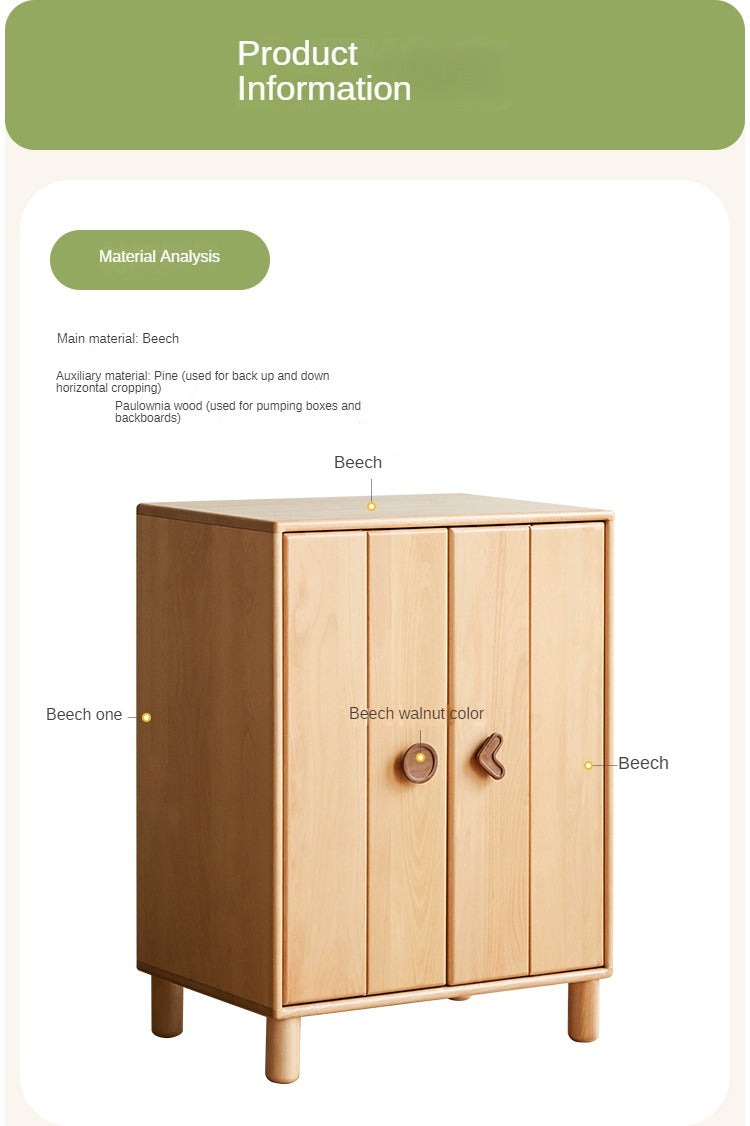 Solid Wood Beech & Rubber Kids Wardrobe - Multi-Functional Storage Cabinet for Bedroom, Nursery, and Playroom Organization