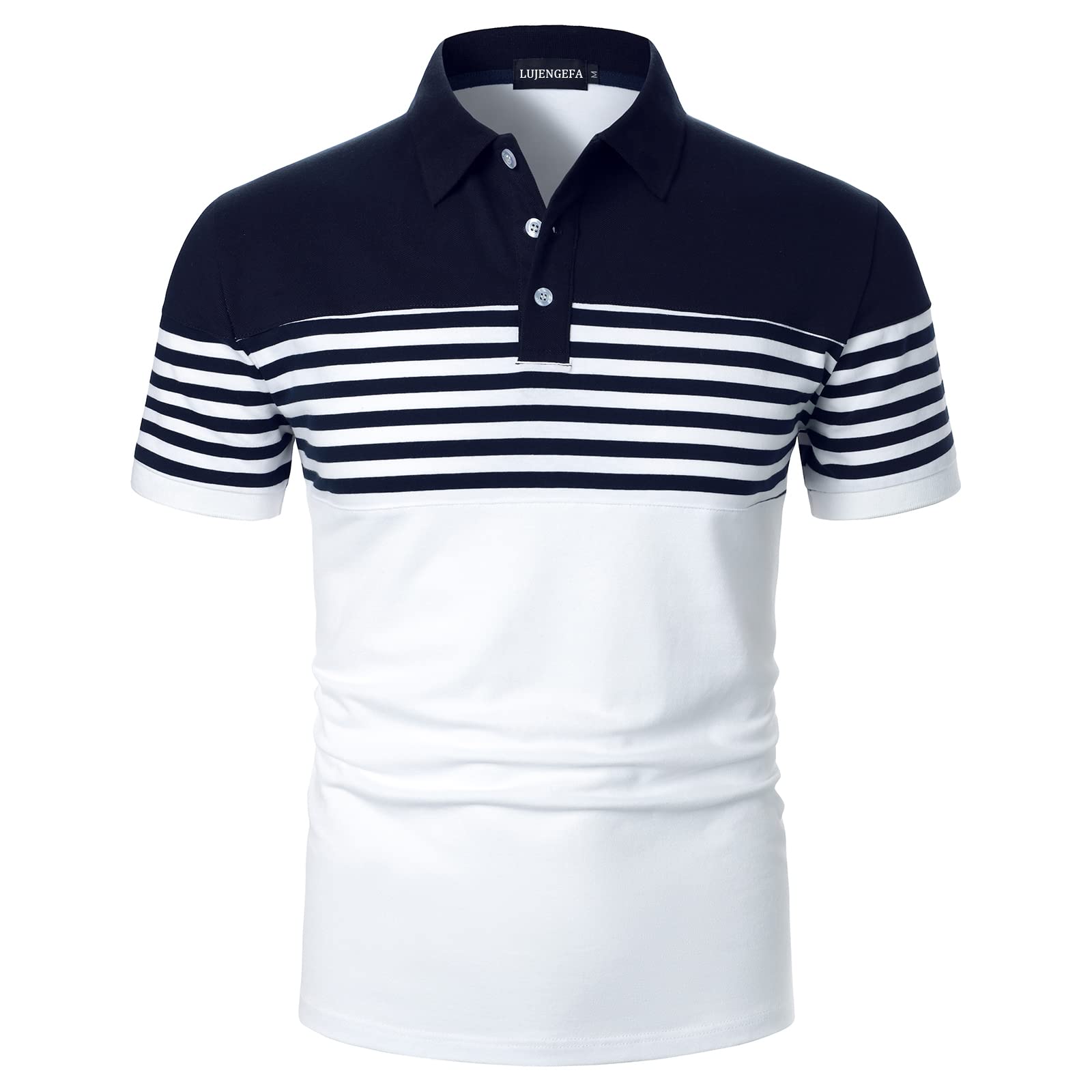 Men's Slim Fit Striped Polo Shirts - Long & Short Sleeve Casual Golf Shirts - Breathable Cotton T-Shirts for Summer - Perfect for Golf, Office & Outdoor Activities