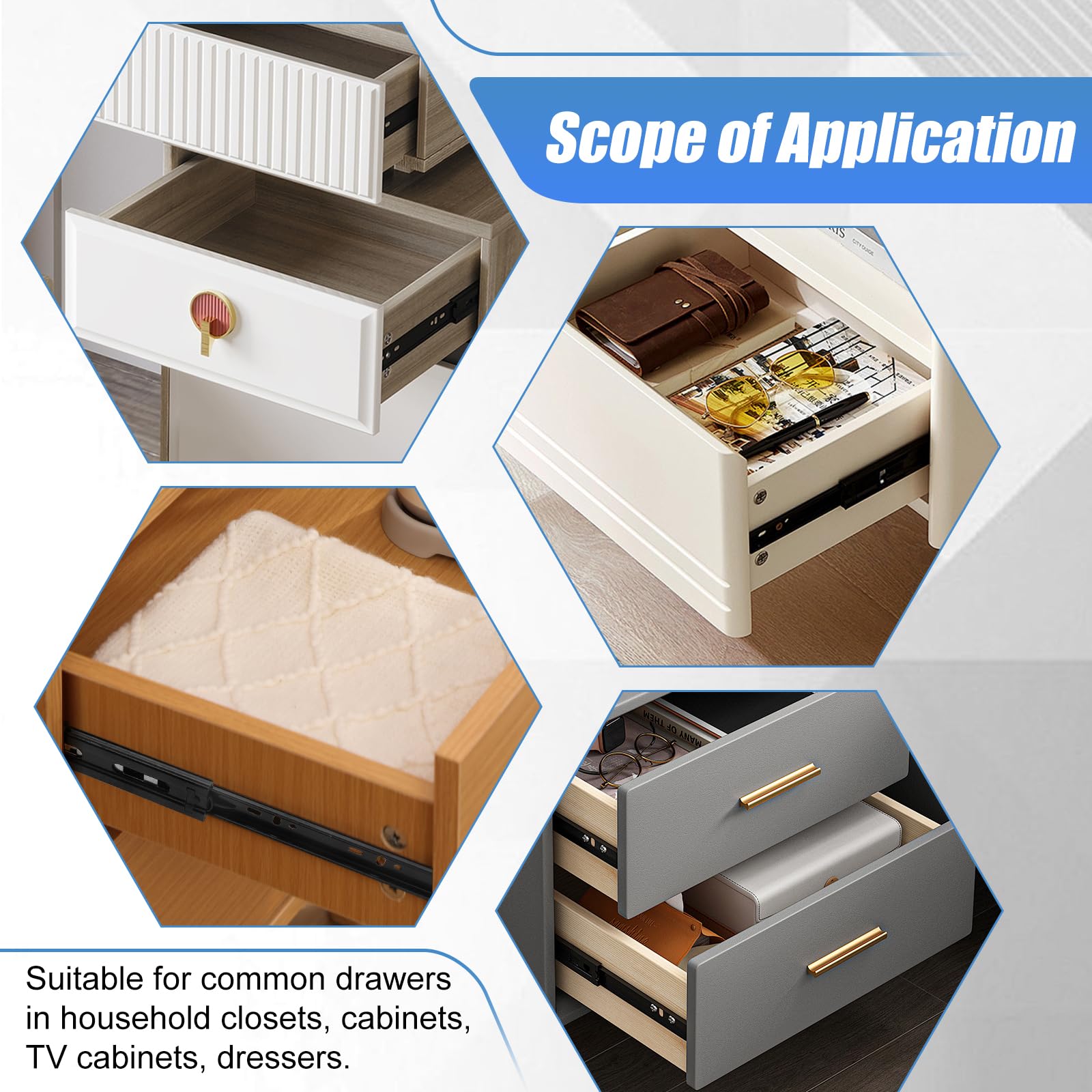 18 Inch Heavy Duty Ball Bearing Drawer Slides - 6 Pairs (12 Pieces) Full Extension Side Mount Cabinet Rails - 100 LB Capacity Black Metal Glides for Kitchen Cabinets, Wardrobes, File Cabinets & Trash Cans - Perfect for Smooth Drawer Operation in Home & Office Storage Solutions