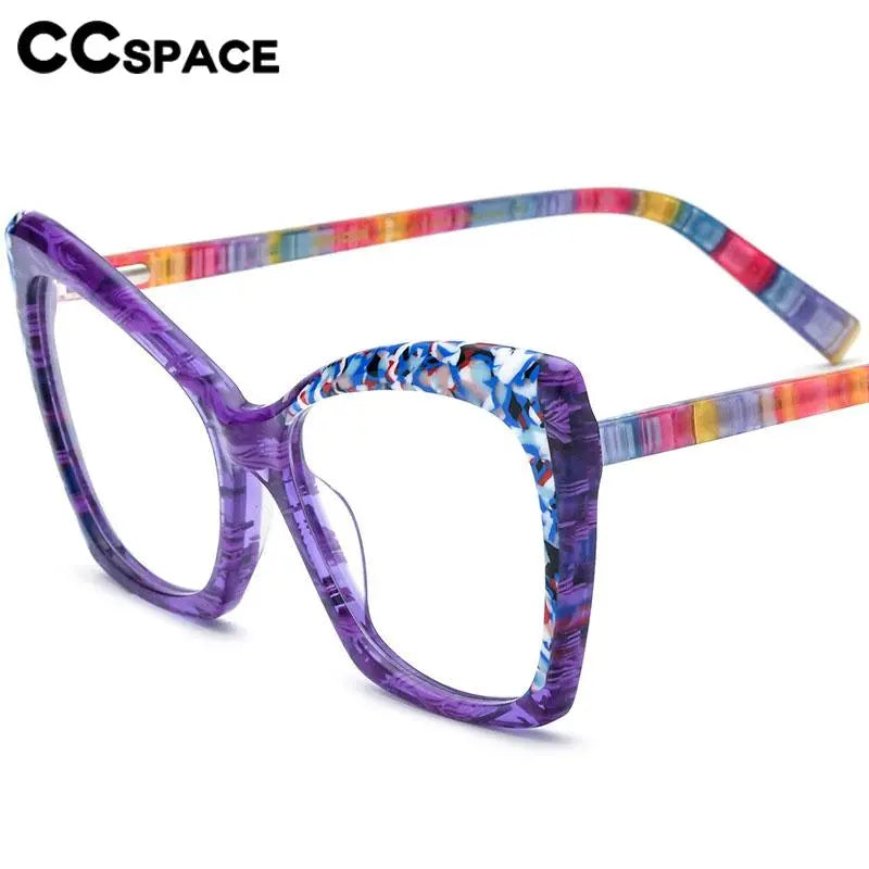 CCspace Unisex Full Rim Cat Eye Acetate Eyeglasses 56921 - Stylish Retro Frame for Men & Women - Perfect for Reading, Work, and Fashion Accessories