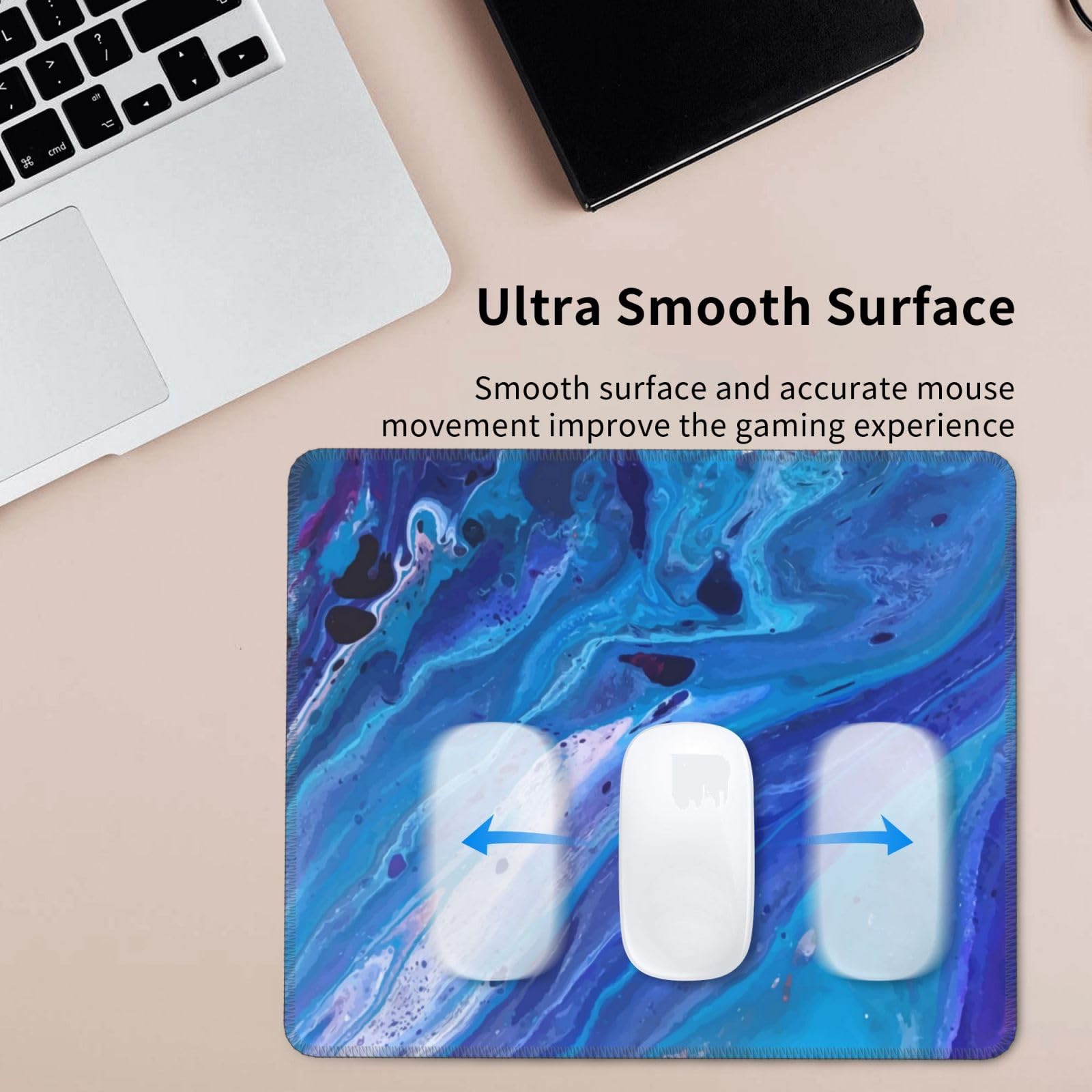 Blue Quicksand Gaming Mouse Pad - Non-Slip Rubber Base Desk Mat for PC, Laptop & Wireless Mouse (7x8.6in/7.9x9.5in) - Perfect for Office Work, Gaming & Home Computer Use