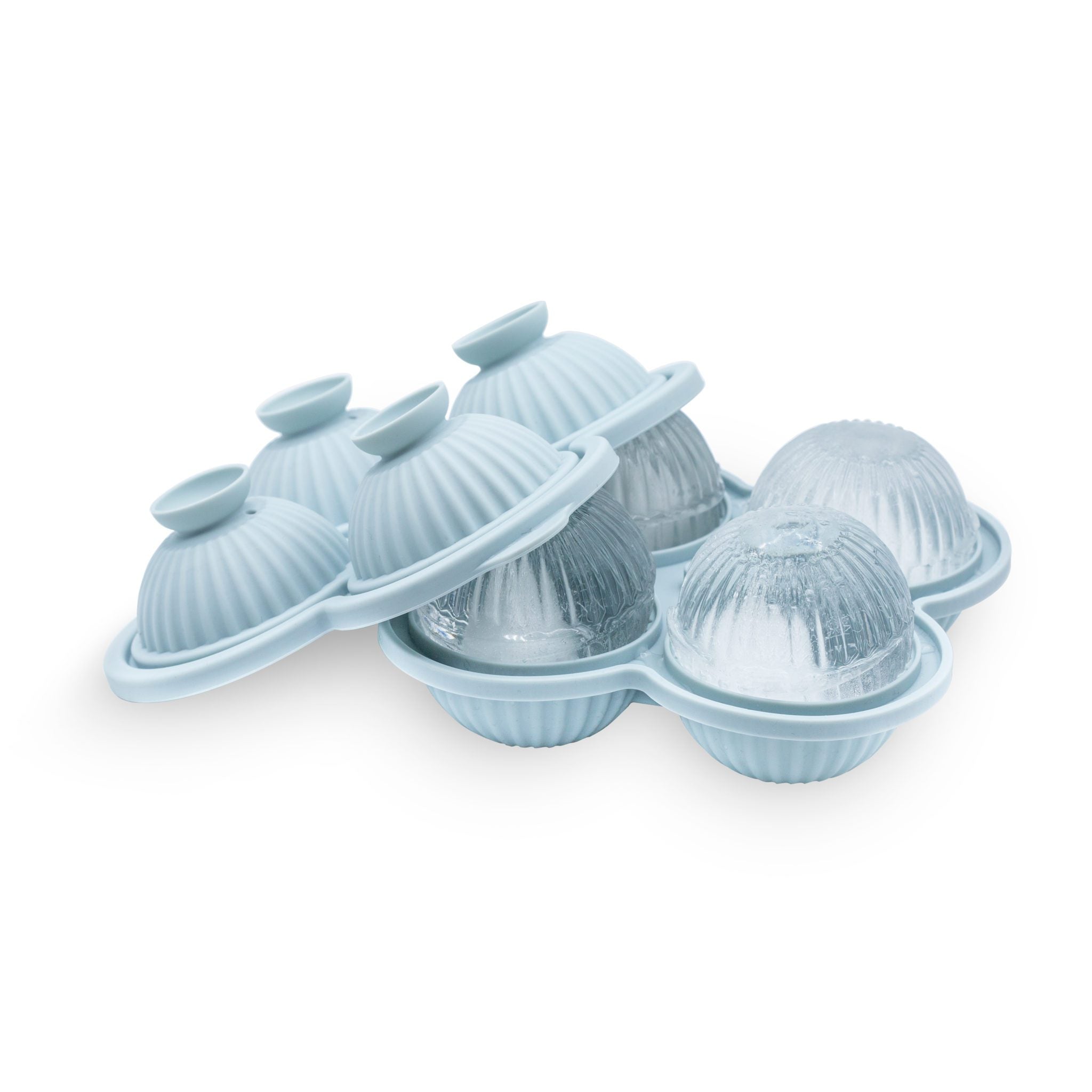 DESIGNSTUFF Sphere Ice Cube Tray with Ripple Design - Ice Blue Silicone Mold for Cocktails, Whiskey & Beverages - Perfect for Parties, Home Bars & Gifts