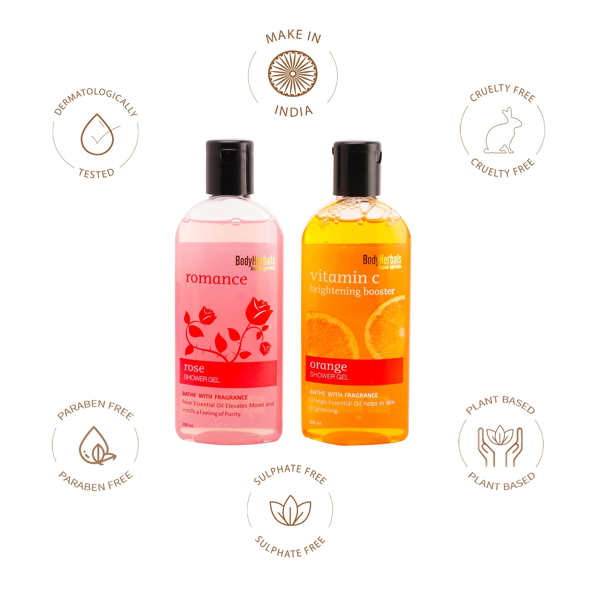 Rose & Orange Body Wash Combo - Hydrating & Refreshing for Daily Shower