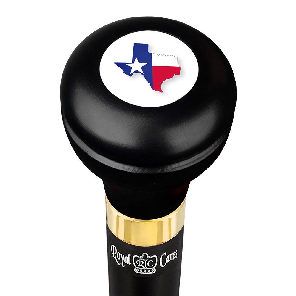 Texas Flag Emblem Walking Stick with Hidden Flask - Wooden Cane for Outdoor Adventures, Hiking & Discreet Storage - Perfect for Camping, Hunting & Patriotic Events