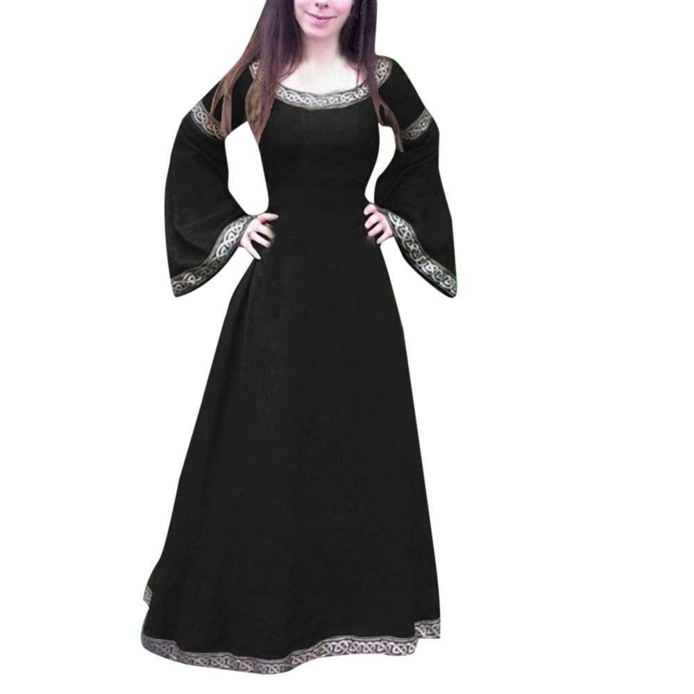 ZEFOTIM Women's Medieval Dress - Renaissance Costume with Long Sleeves & Irregular Hem for Cosplay, LARP, Halloween & Historical Reenactment