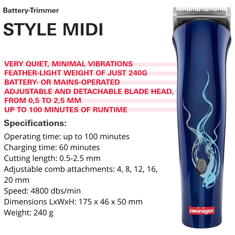 Heiniger Midi Clipper (154820) - Professional Pet Grooming Clippers for Dogs & Cats - Perfect for Home & Salon Use