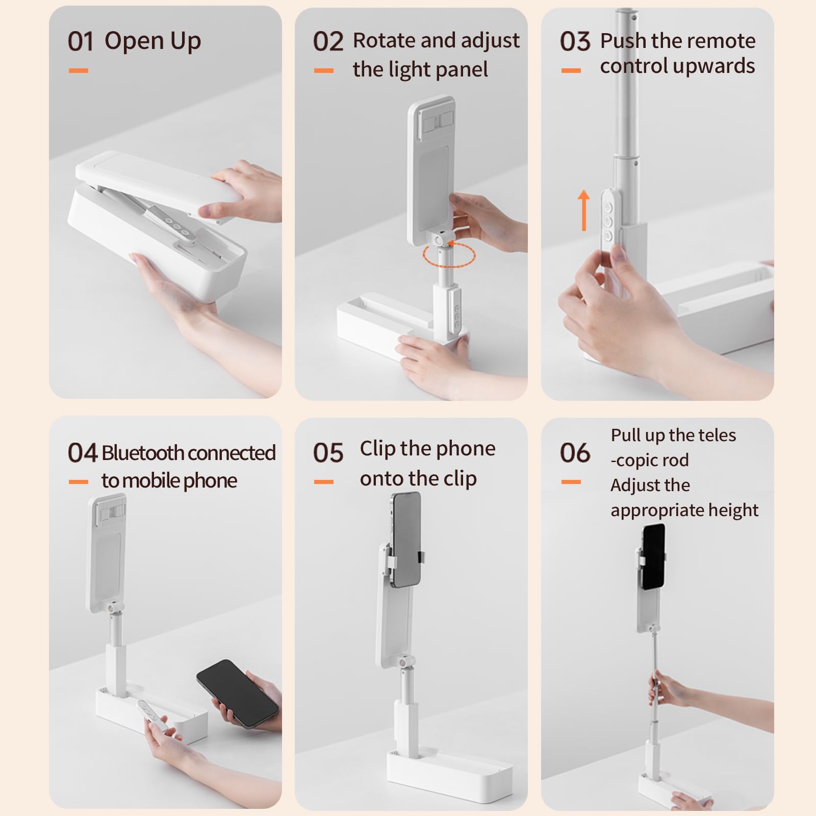 360° Rotating Extendable Selfie Stand with LED Light - Rechargeable Wireless Foldable Phone Holder for iPhone Android Smartphones - Perfect for YouTube/TikTok/Live Streaming/Vlogging & Video Calls (Pink)
