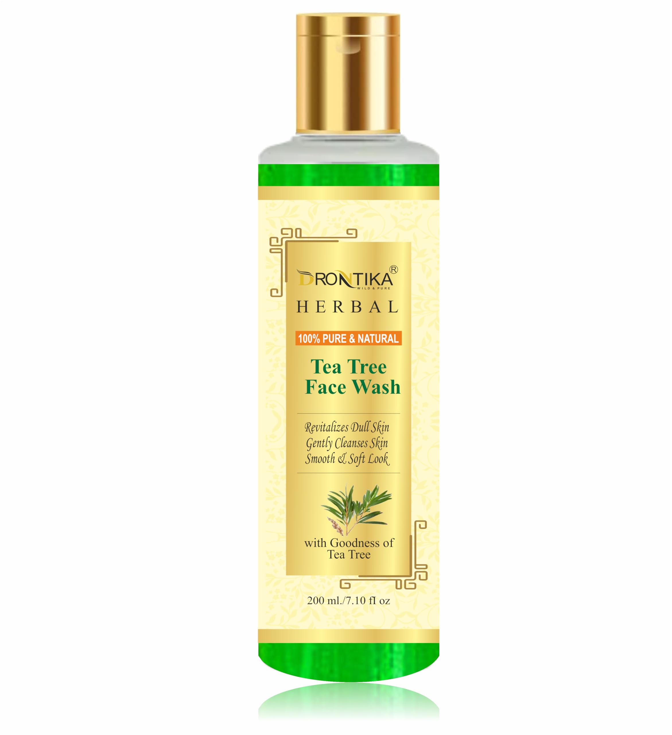 Drontika Tea Tree Herbal Face Wash for Acne & Pimples - 200ml for Normal & Dry Skin | Natural Acne Treatment | Pack of 2 | Gentle Daily Cleanser for Clear Skin