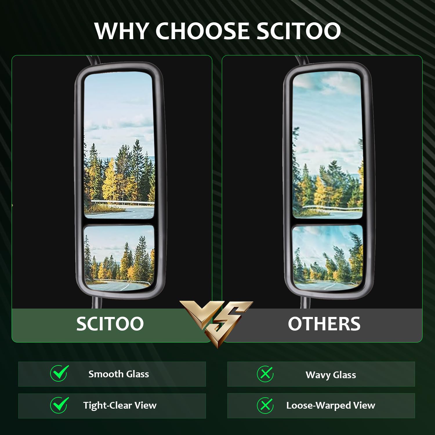 SCITOO Power Heated Grey Truck Hood Mirror Tow Mirror - Door Mounted Replacement for 2005-2017 Freightliner Century Columbia with PC LH Tuck Car Mirror - Perfect for Long Haul Trucking & Enhanced Side Visibility