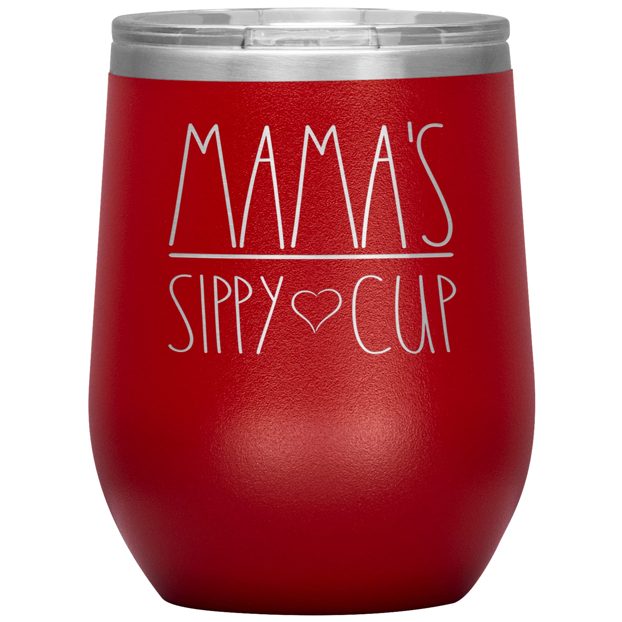 Mama's Sippy Cup Wine Tumbler - 12oz Insulated Stainless Steel Tumbler with Lid (12 Colors) - Perfect Gift for Mom, Birthday, Mother's Day - Great for Wine, Coffee, Tea & Everyday Use