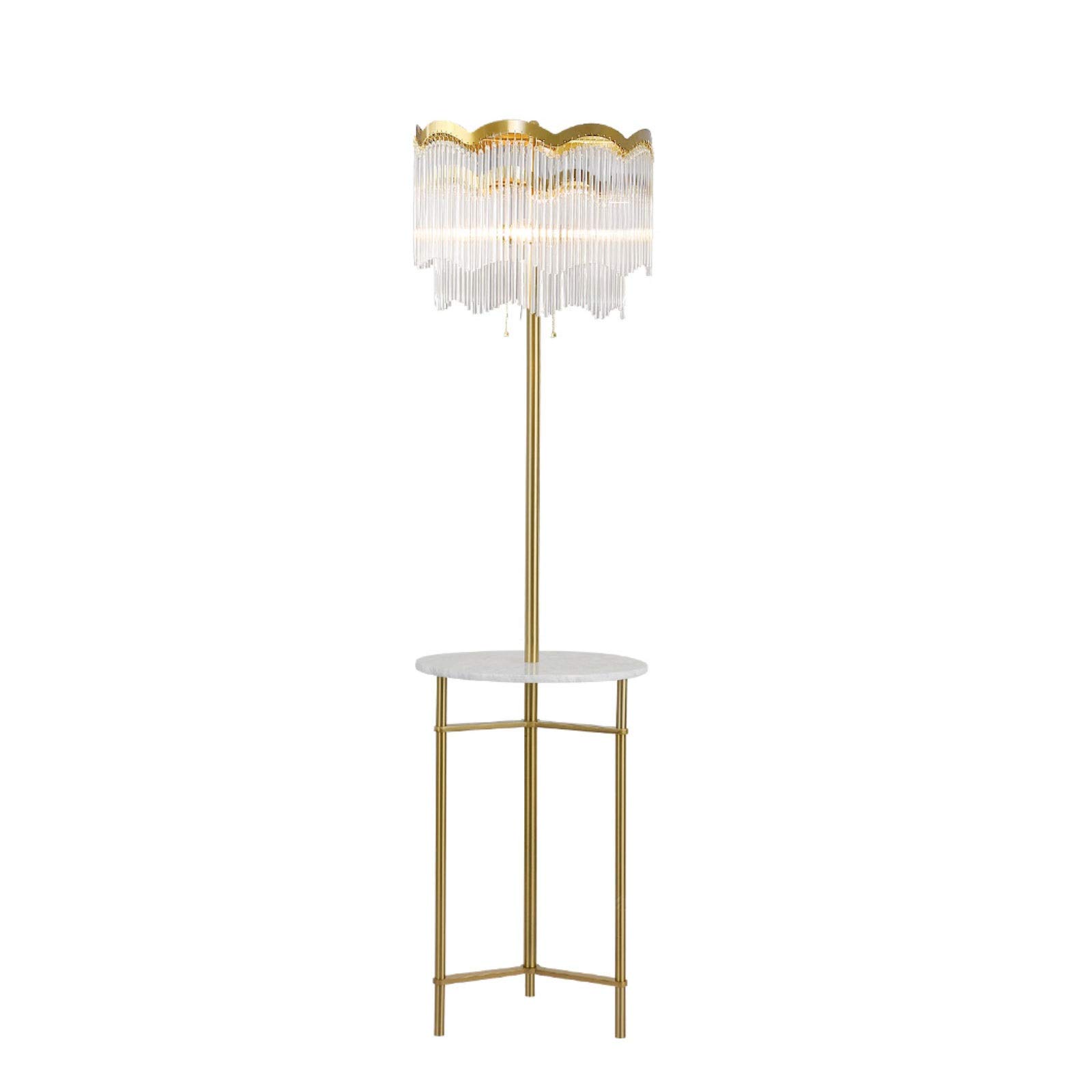 Modern Industrial Floor Lamp with Shelf & Glass Shade - Eye Protection Reading Light for Living Room, Bedroom, or Office - Adjustable Standing Lamp with Metal Frame for Home Decor