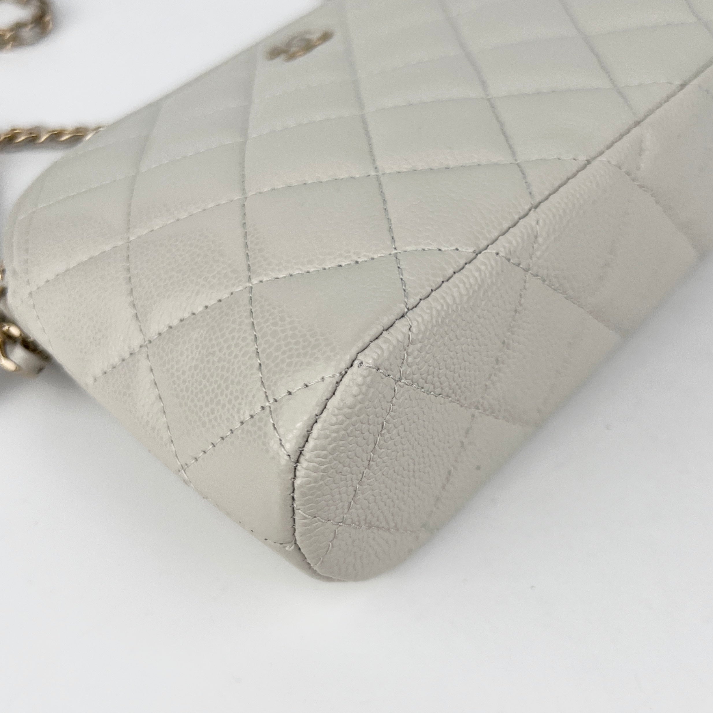 Chanel Caviar Quilted Mini Square Crossbody Bag in Grey - Authentic 2024 Collection with Microchip - Perfect for Evening Out & Daily Luxury Accessory