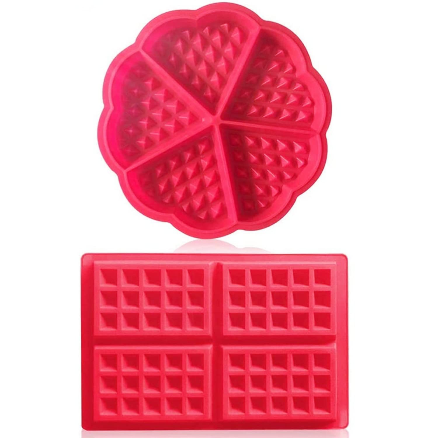 Non-Stick Silicone Waffle Maker Set of 2 - Premium Baking Mold for Perfect Homemade Waffles - Ideal for Breakfast, Brunch & Dessert Making