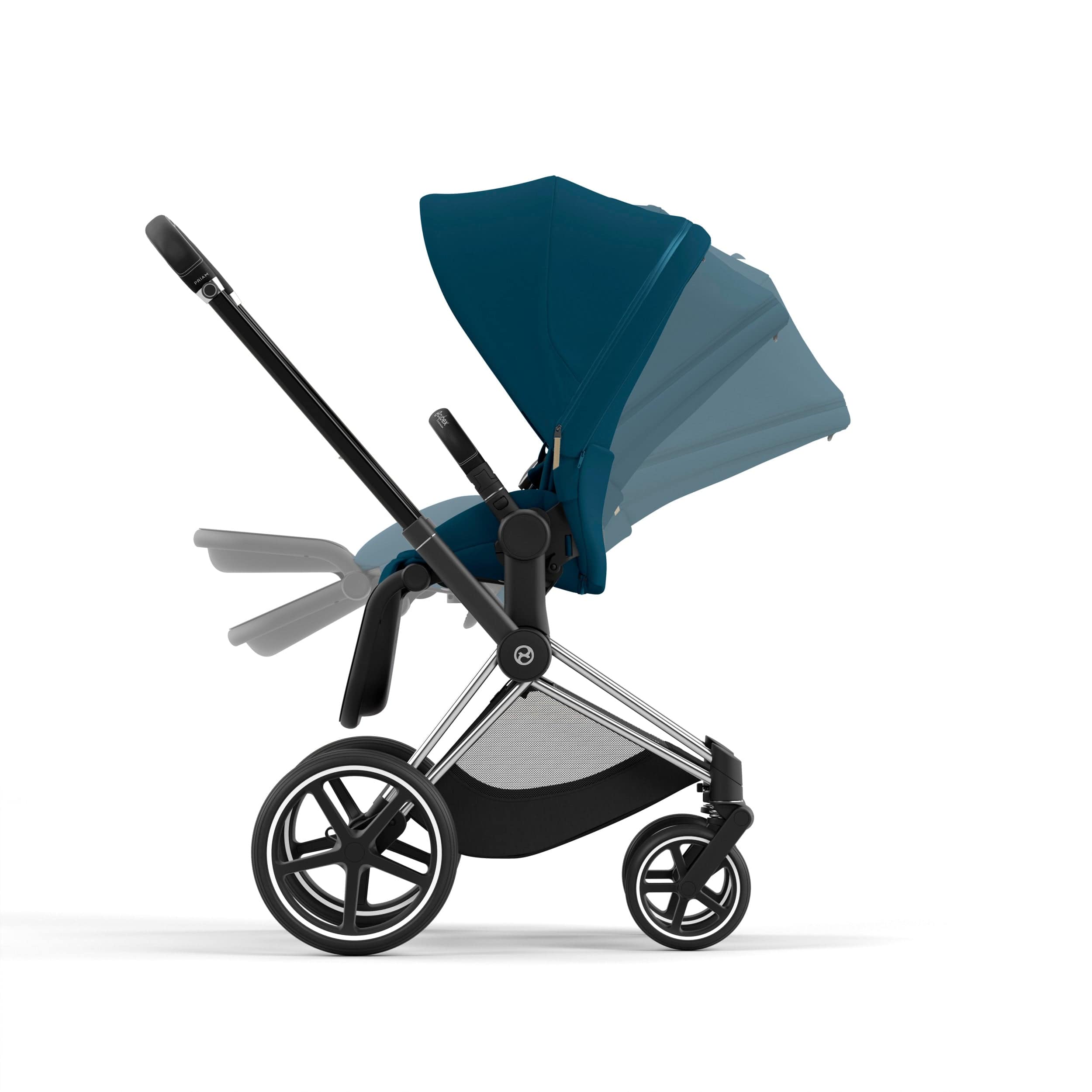 Cybex Priam 4 Complete Stroller - Chrome/Black Luxury Baby Stroller with All-Wheel Suspension | Perfect for City Walks, Travel & Everyday Use