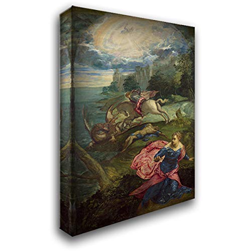 Saint George and The Dragon 18x24 Inch Gallery Wrapped Canvas Art Print by Tintoretto - Renaissance Wall Decor for Living Room, Bedroom & Office