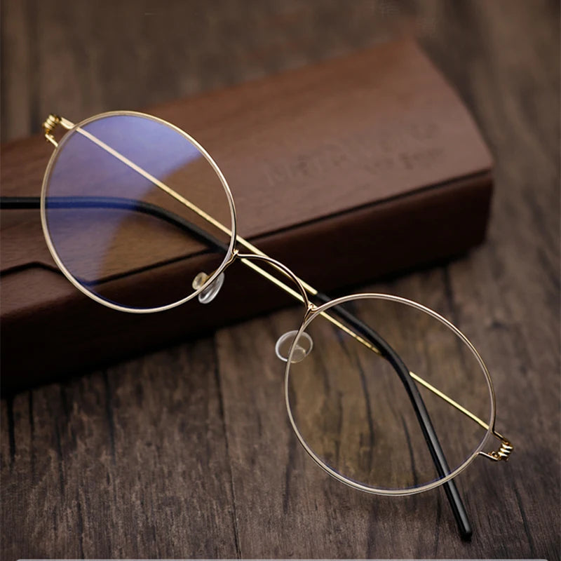 Stylish Black Full Rim Round Titanium Eyeglasses for Women - Lightweight Screwless Design - Perfect for Work, Reading & Everyday Fashion