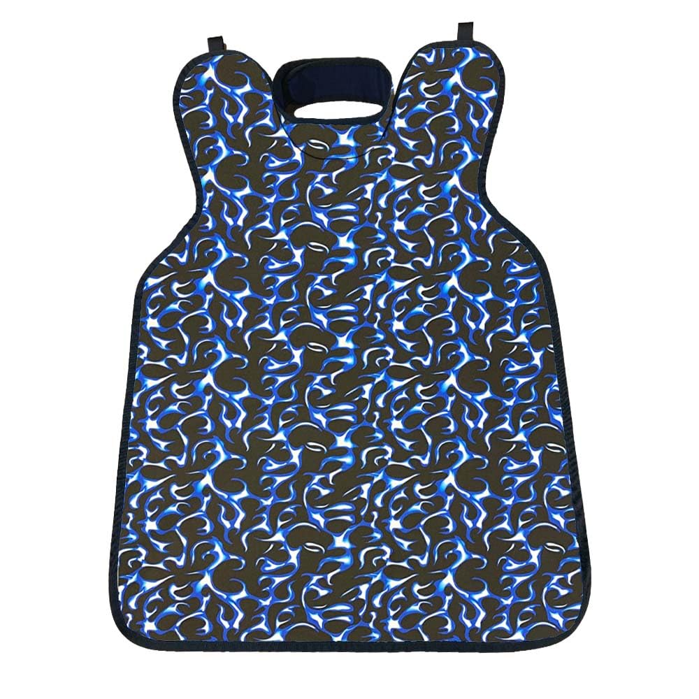 Dental Lead Apron with Thyroid Shield - .25mm Economy Lead Protection - Hook & Loop Closure - One Size Fits All - Made in USA (Blue Flame) - Perfect for X-Ray, Dental Exams & Medical Procedures