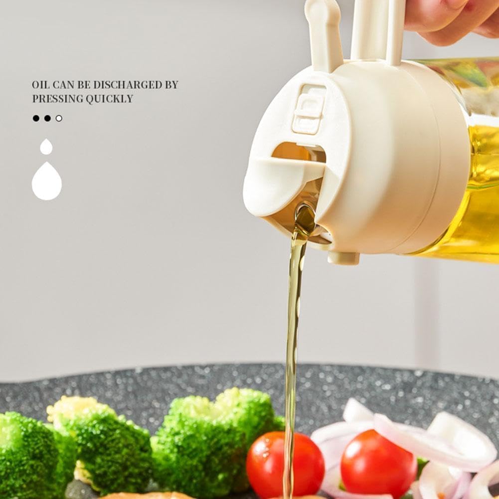 DECRUZ 2-in-1 Glass Oil Spray Bottle with Silicone Brush & Spatula - Kitchen Oil Dispenser for Cooking, Baking, Air Fryer, Salad, BBQ - Perfect for Oil, Vinegar & Marinades Spraying - Ideal for Home Chefs & Healthy Cooking