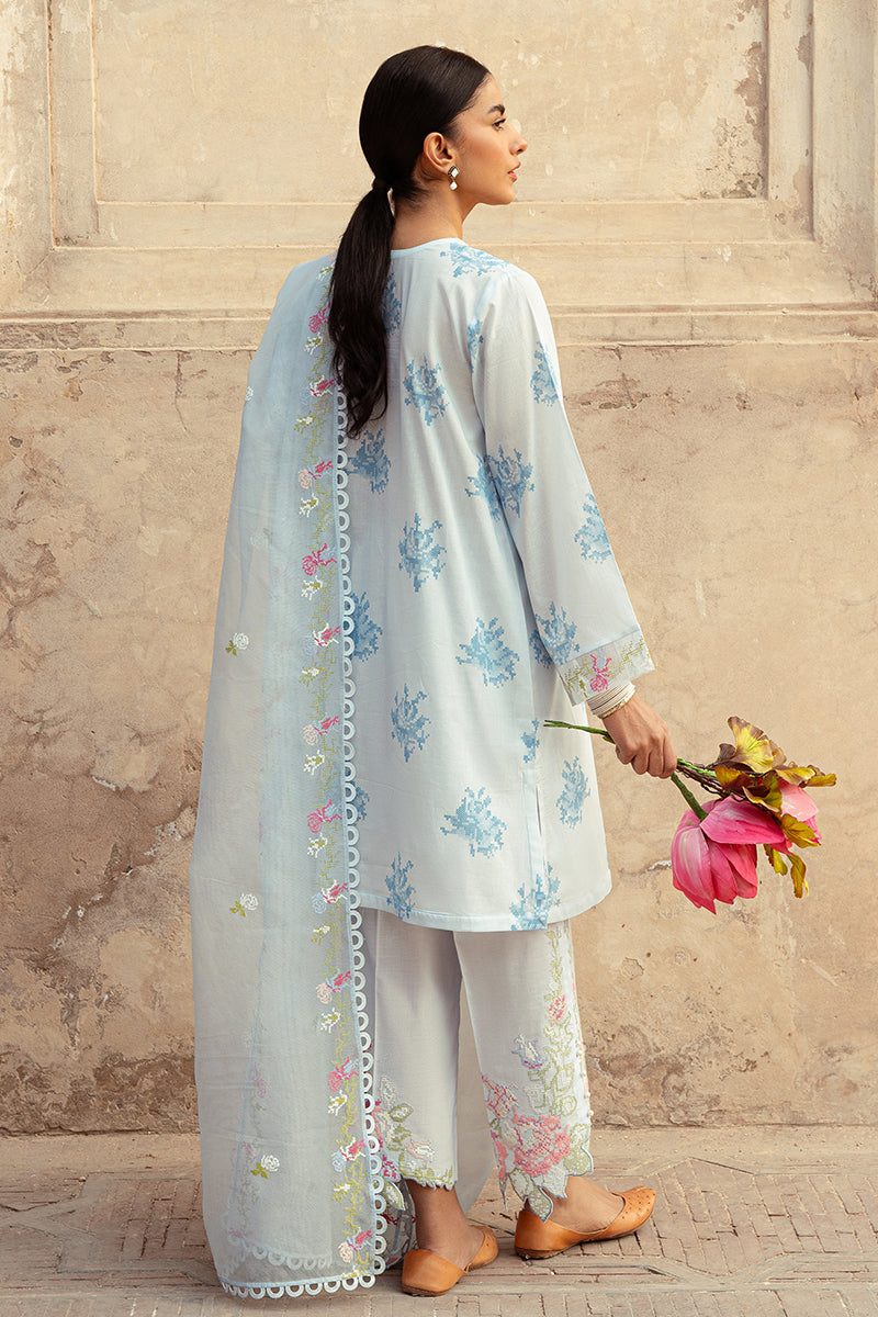 DAWN MIST 3-Piece Lawn Printed Suit Set for Women - Floral Summer Outfit for Casual Wear, Parties & Weddings