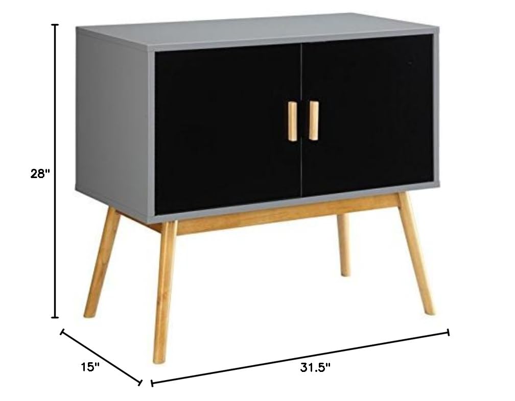 Allora Modern Storage Console Table with Solid Wood Legs - Gray & Black Entryway Sofa Table for Hallway, Living Room, and Foyer Decor