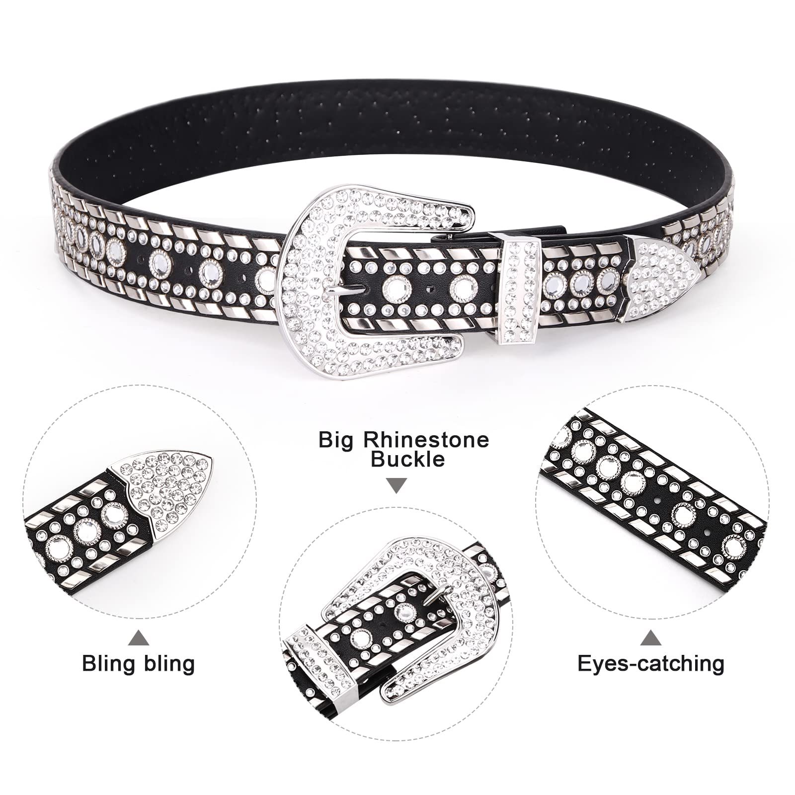 Sparkling Rhinestone Western Belt for Women - Stylish Cowgirl Studded Belt for Jeans & Pants | Perfect for Country Concerts, Rodeo Events & Western Fashion Outfits
