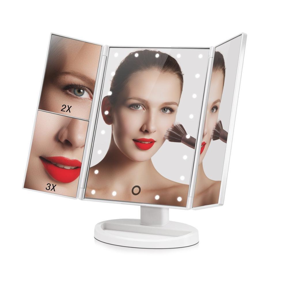 LED Touch Screen Makeup Mirror with Adjustable Brightness - Vanity Mirror for Home & Travel - Perfect for Makeup Application, Skincare, and Hair Styling