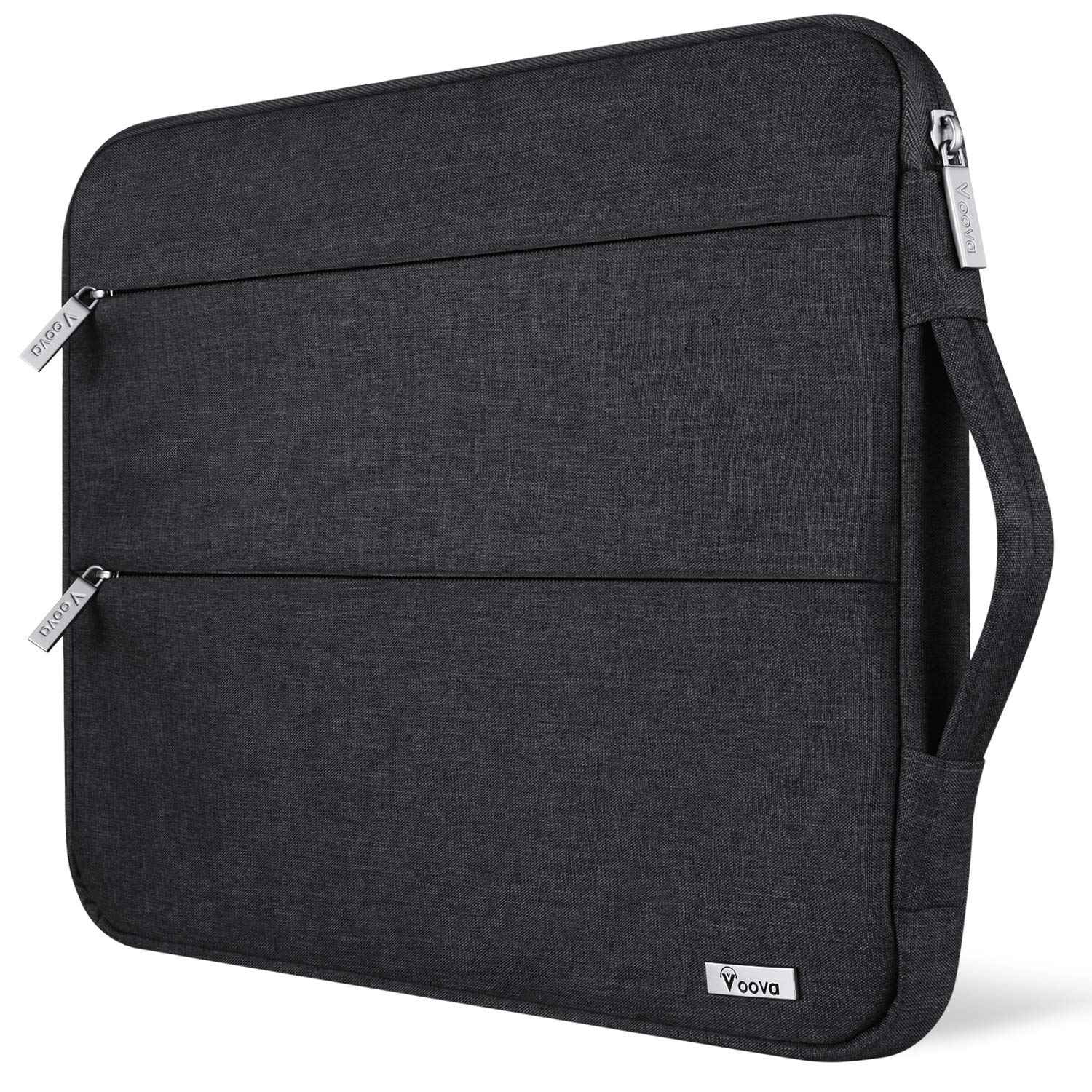 Voova 13-13.6 Inch Waterproof Laptop Sleeve Case - Compatible with MacBook Air/Pro 13 M2/M1, Surface Laptop 5/4, Surface Pro X/9/8, iPad Pro 12.9 - Shockproof Computer Bag with Handle (Black) - Perfect for Travel, Work & School Protection