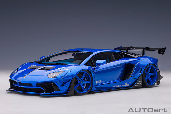 AUTOart 1:18 Scale Liberty Walk Lamborghini Aventador Limited Edition Diecast Model Car in Hyper Blue - Collectible Display for Car Enthusiasts & Home Office Decor