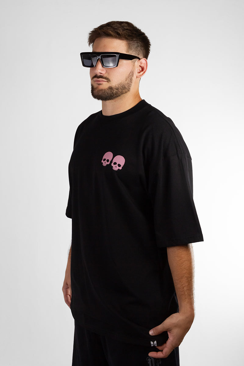 Remera Dos Padres H 2 Fat Oversize Black Violet - Oversized Streetwear T-Shirt for Men, Urban Fashion, Hip Hop Style, Perfect for Casual Wear and Music Events