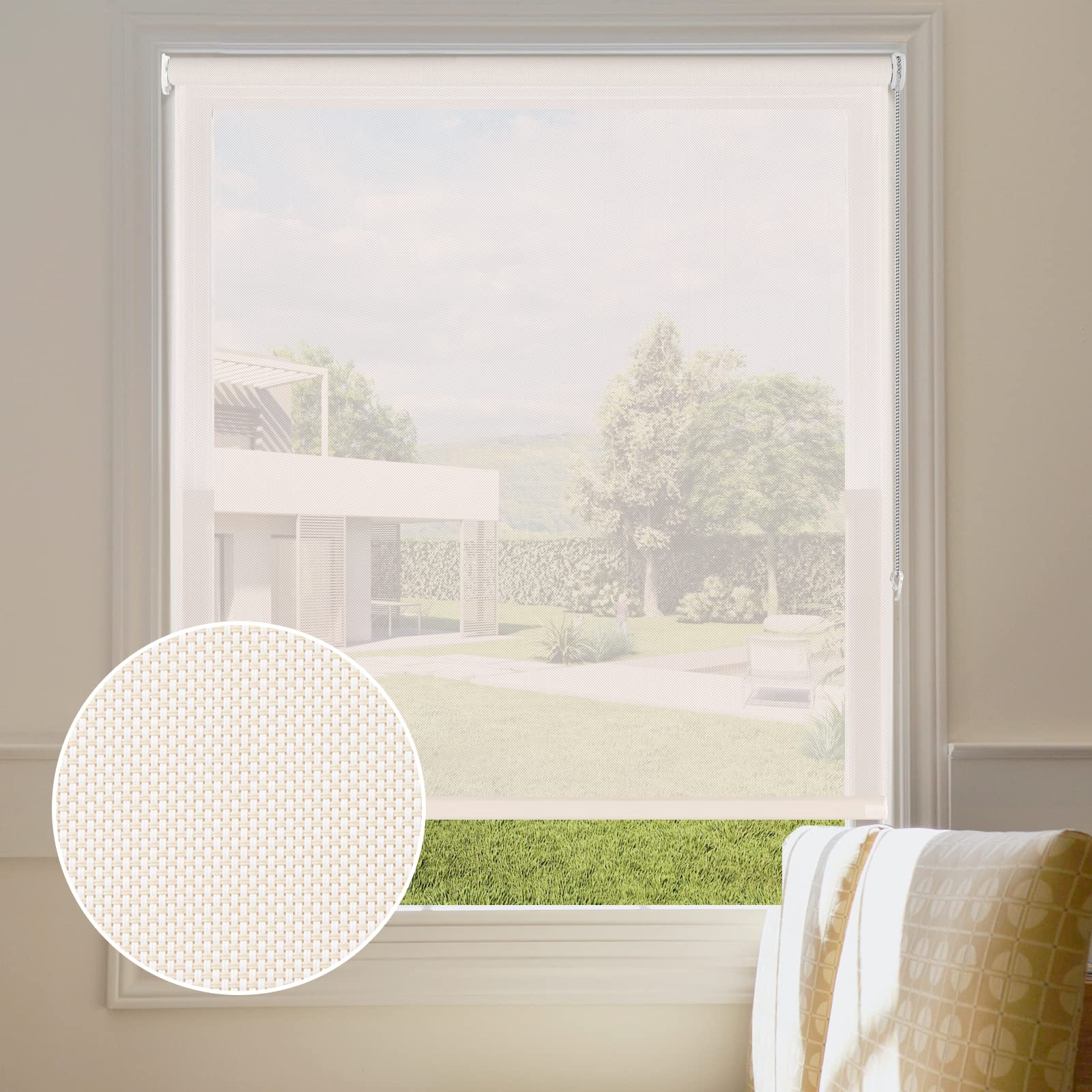 Persilux Solar Roller Shades - Light Filtering Window Blinds (30