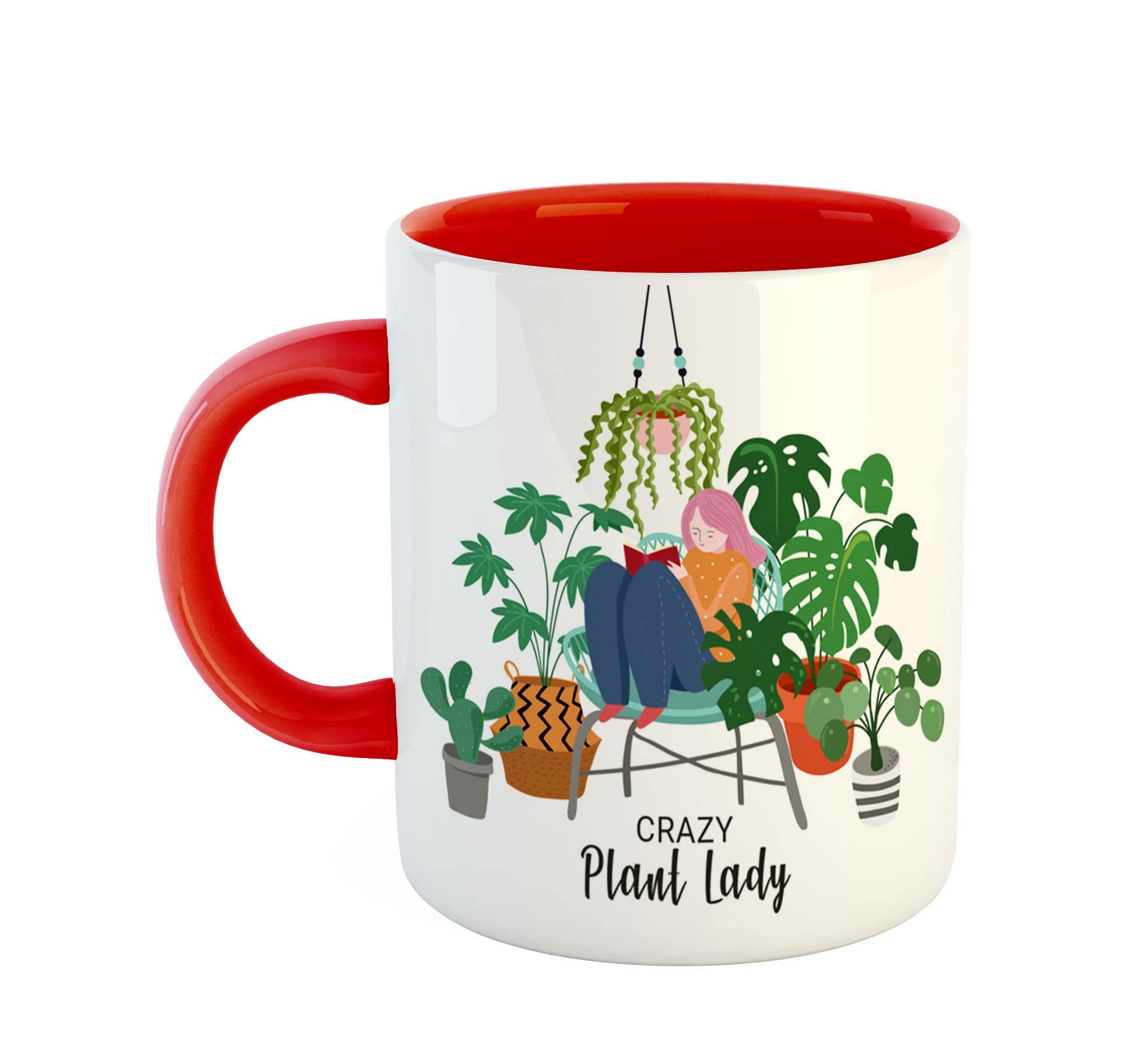 ASHVAH Crazy Plant Lady Ceramic Coffee Mug - Best Gift for Plant Lovers & Gardeners (Red) - Perfect for Home, Office & Gardening Enthusiasts