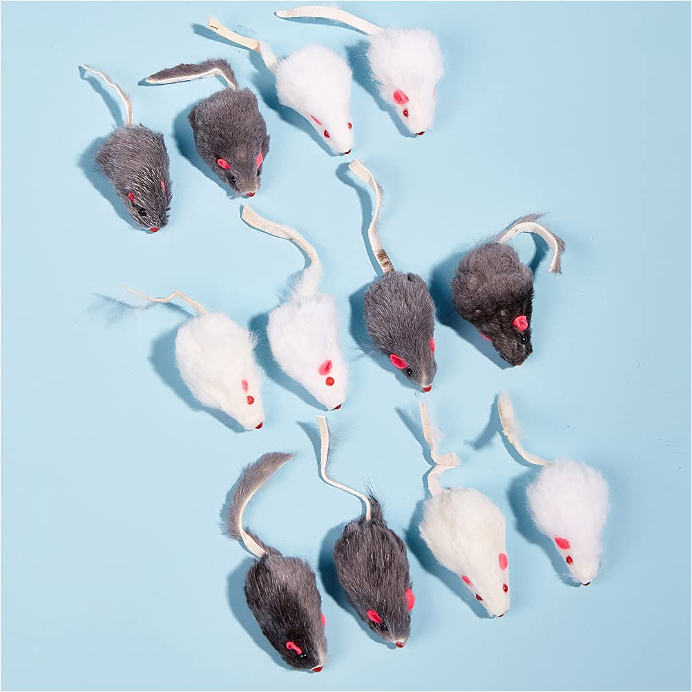 ULTECHNOVO 12pcs Interactive Cat Toys - Plush Mouse & Rabbit Simulation Toys for Indoor Cats & Small Dogs - Fun Chewable Toothbrush Design - Perfect for Playtime, Training & Stress Relief