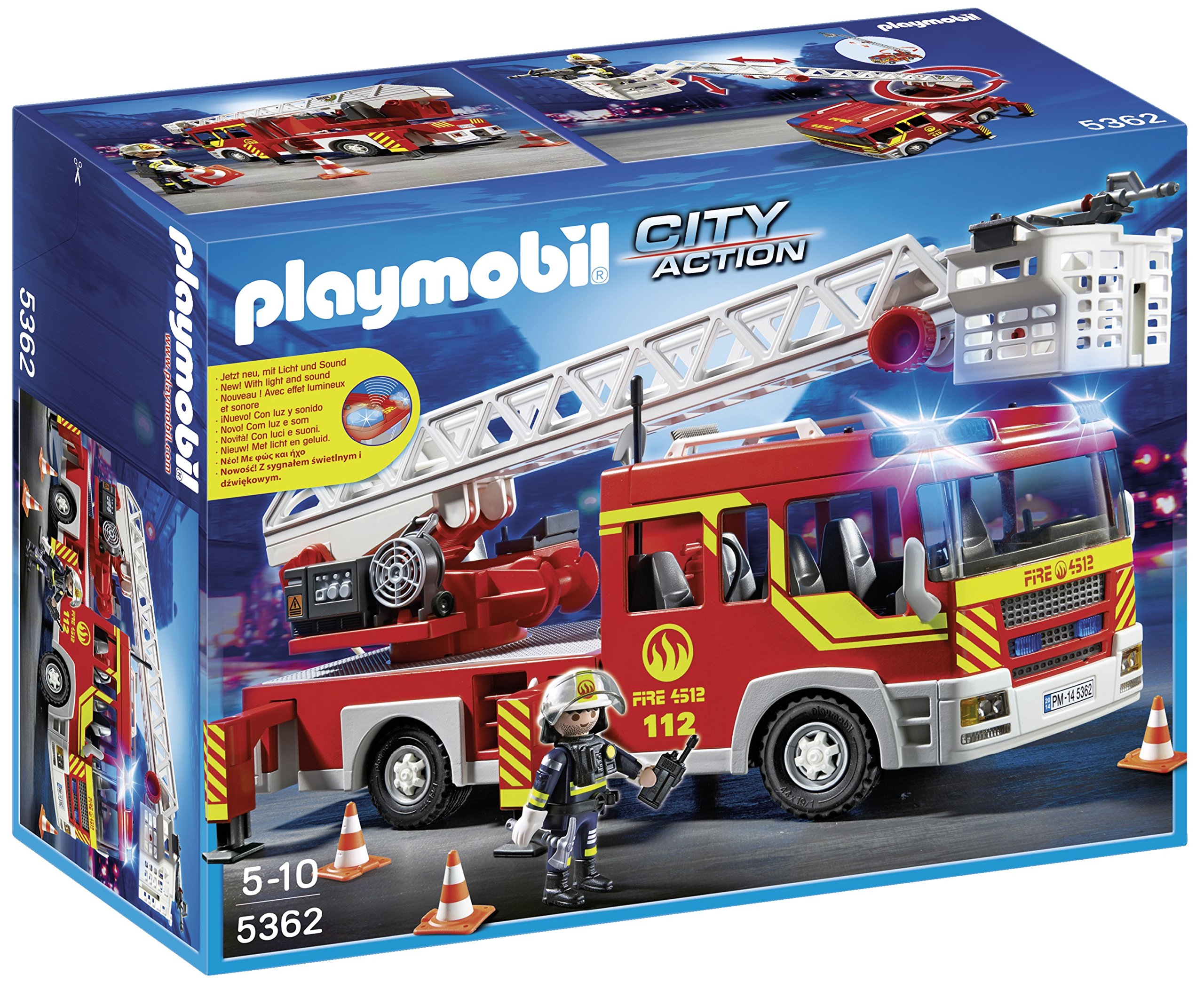 Playmobil Ladder Unit with Lights & Sound Set - Fire Truck Accessory for Kids Pretend Play & Collectible Toy for 5+ Years Old - Perfect for Role Play, Birthday Gifts & Christmas Presents