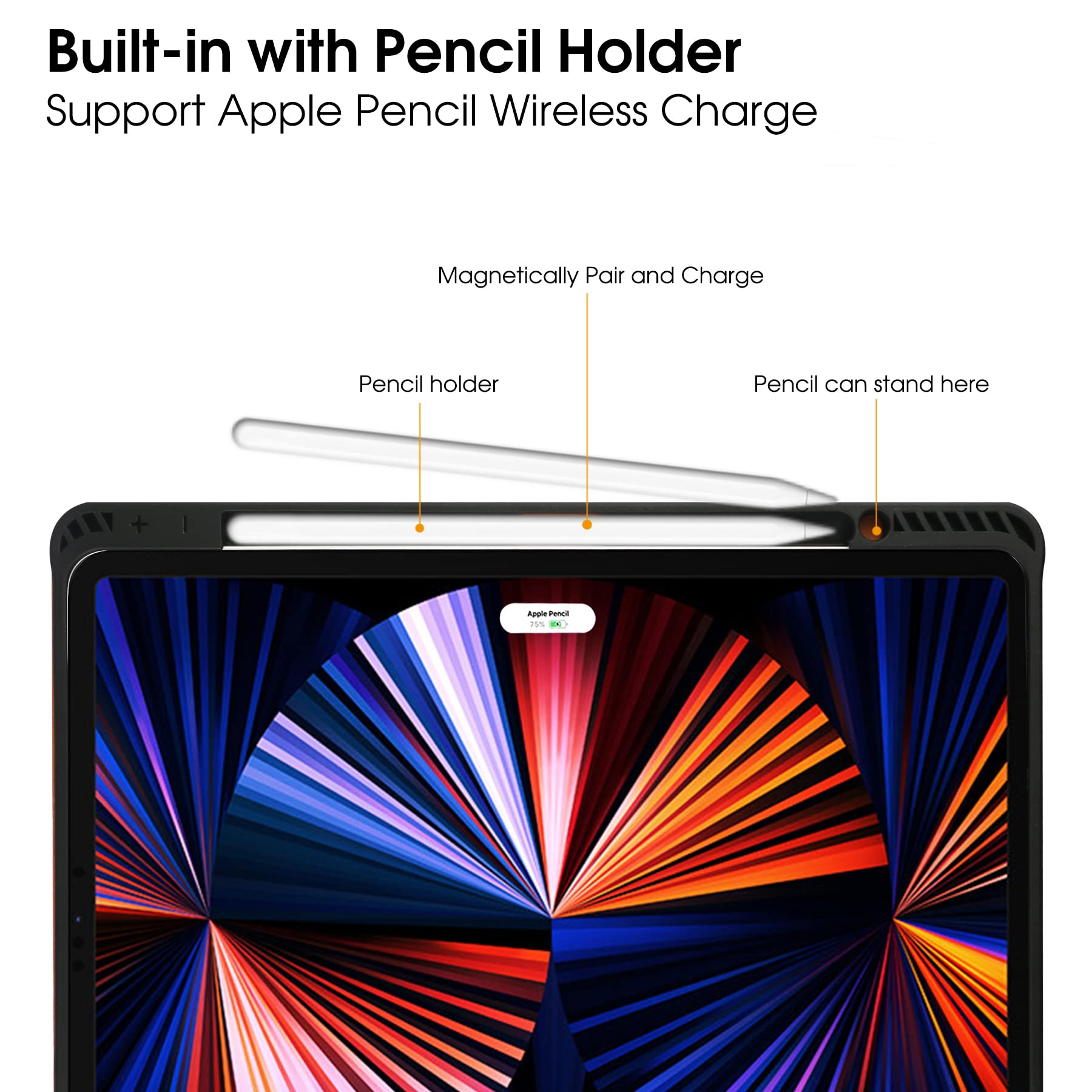Premium iPad Pro 12.9 Case (6th/5th/4th/3rd Gen 2022-2018) with Pencil Holder - Slim Folio Stand Cover with Multiple Viewing Angles & Auto Sleep/Wake Function - Perfect for Work, Study & Travel - Available in Black & Brown