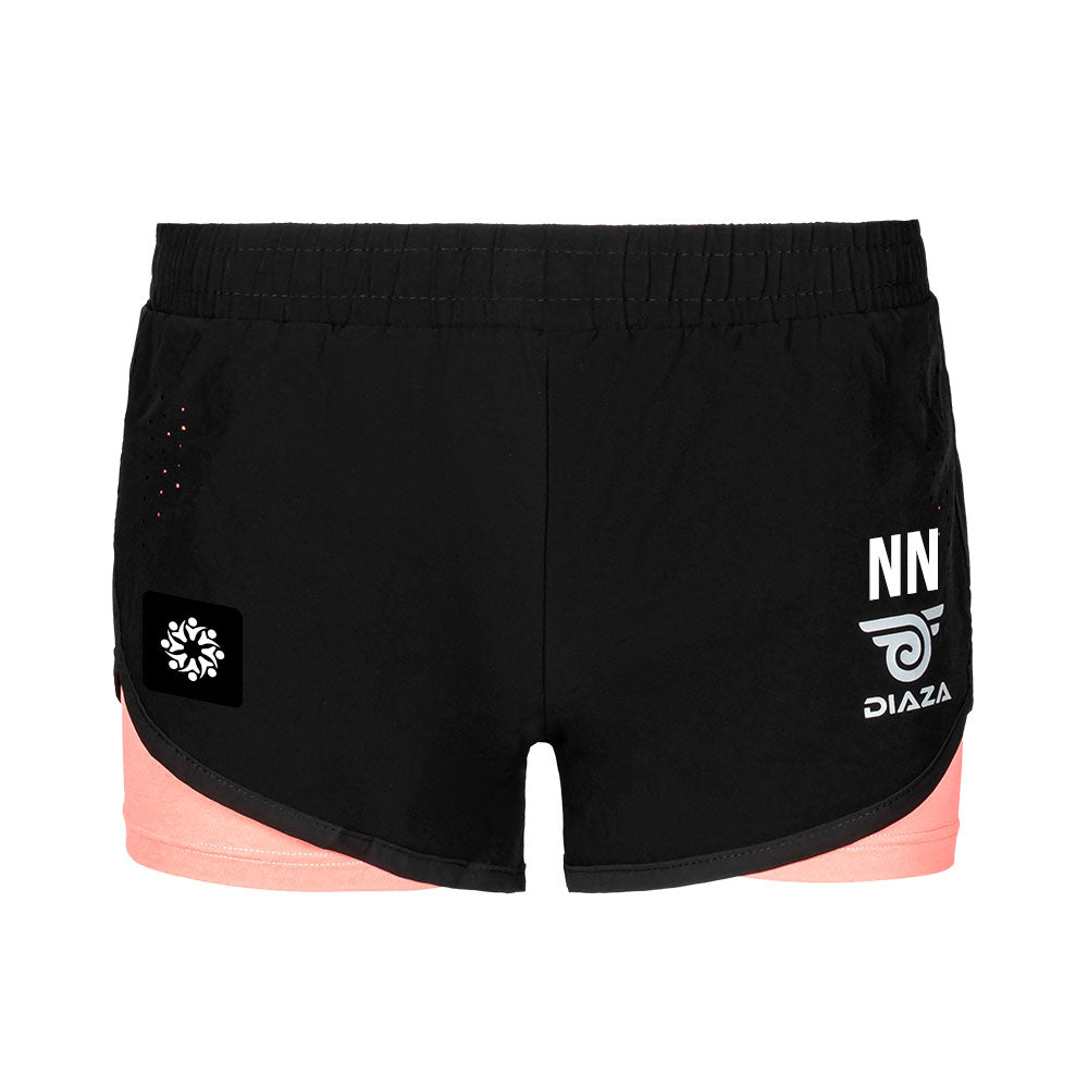 Miami International Academy Rosa Shorts - Women's High Waisted Athletic Running Shorts for Yoga, Gym & Workout - Comfortable Breathable Activewear for Sports & Fitness