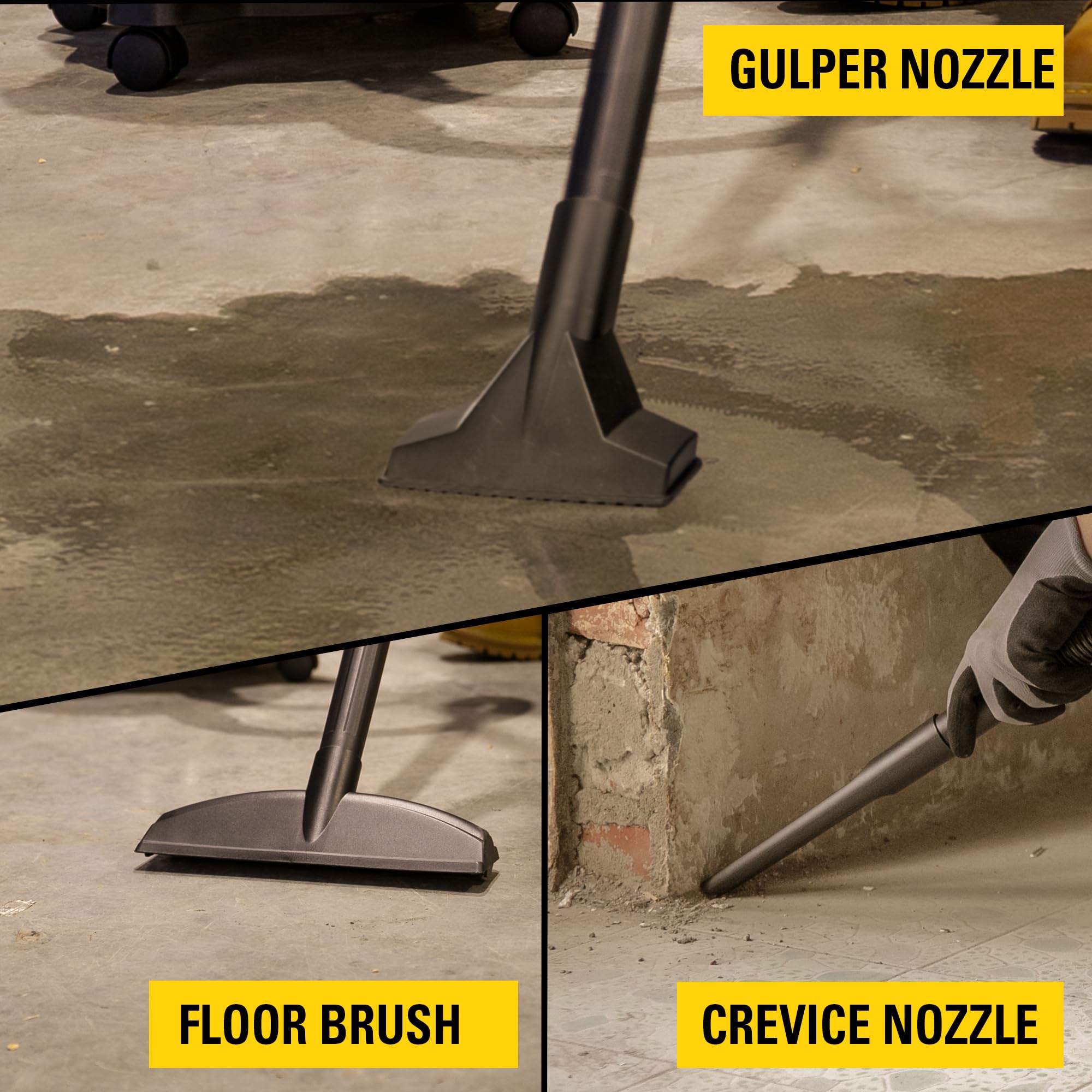 STANLEY SL18115 5-Gallon 4HP Wet/Dry Vacuum Cleaner with Stainless Steel Tank - Portable Shop Vac for Home, Workshop & Jobsite - Includes Vacuum Attachments for Dust Collection (Silver & Yellow) - Perfect for Garage Cleaning, Construction Debris & DIY Projects