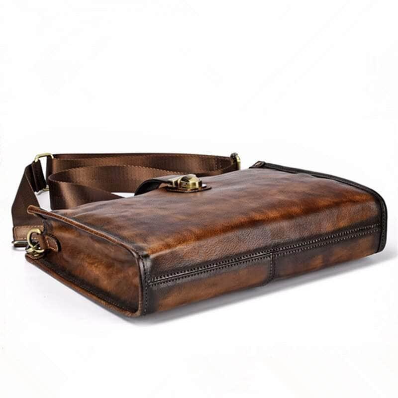 Vintage Genuine Leather Men's Office Briefcase - Professional Business Bag for Work, Travel & Daily Commute
