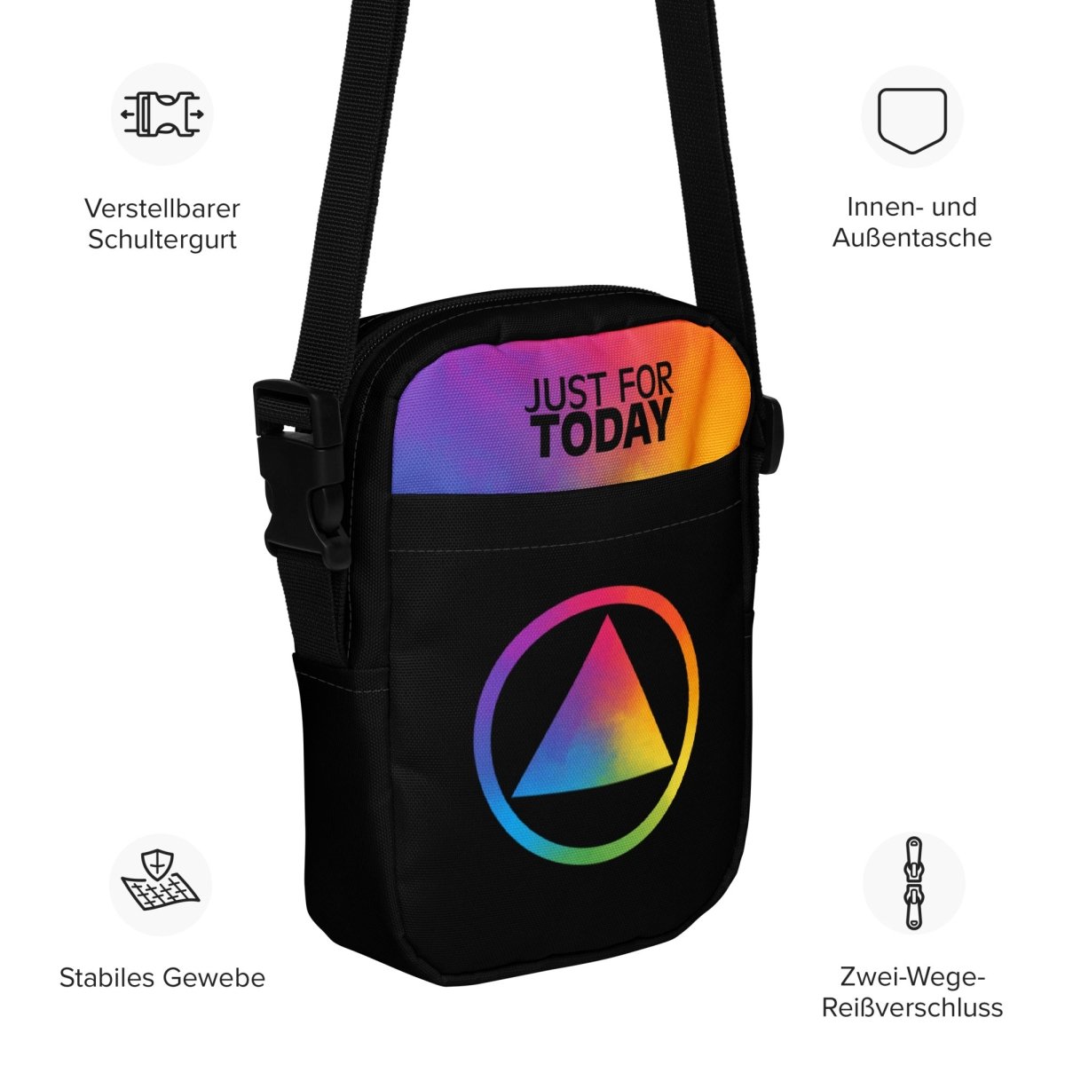 Rainbow Resilience Crossbody Utility Bag - Waterproof & Durable for Hiking, Travel & Everyday Use