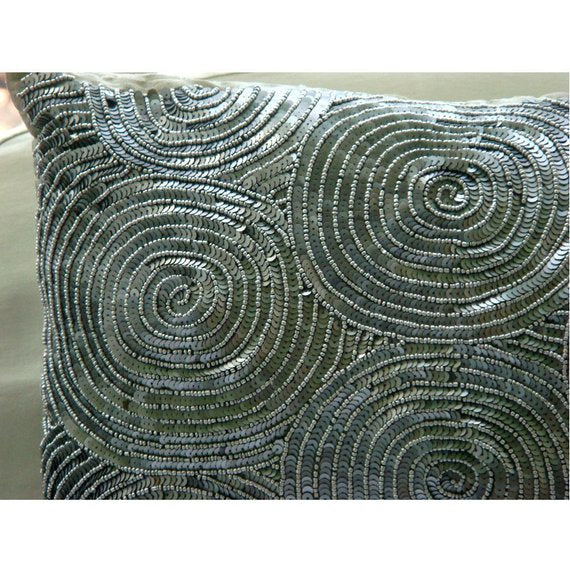Silver Art Silk Throw Pillow Cover - Elegant Home Decor for Living Room, Bedroom & Sofa - All Eyes On Silver Collection