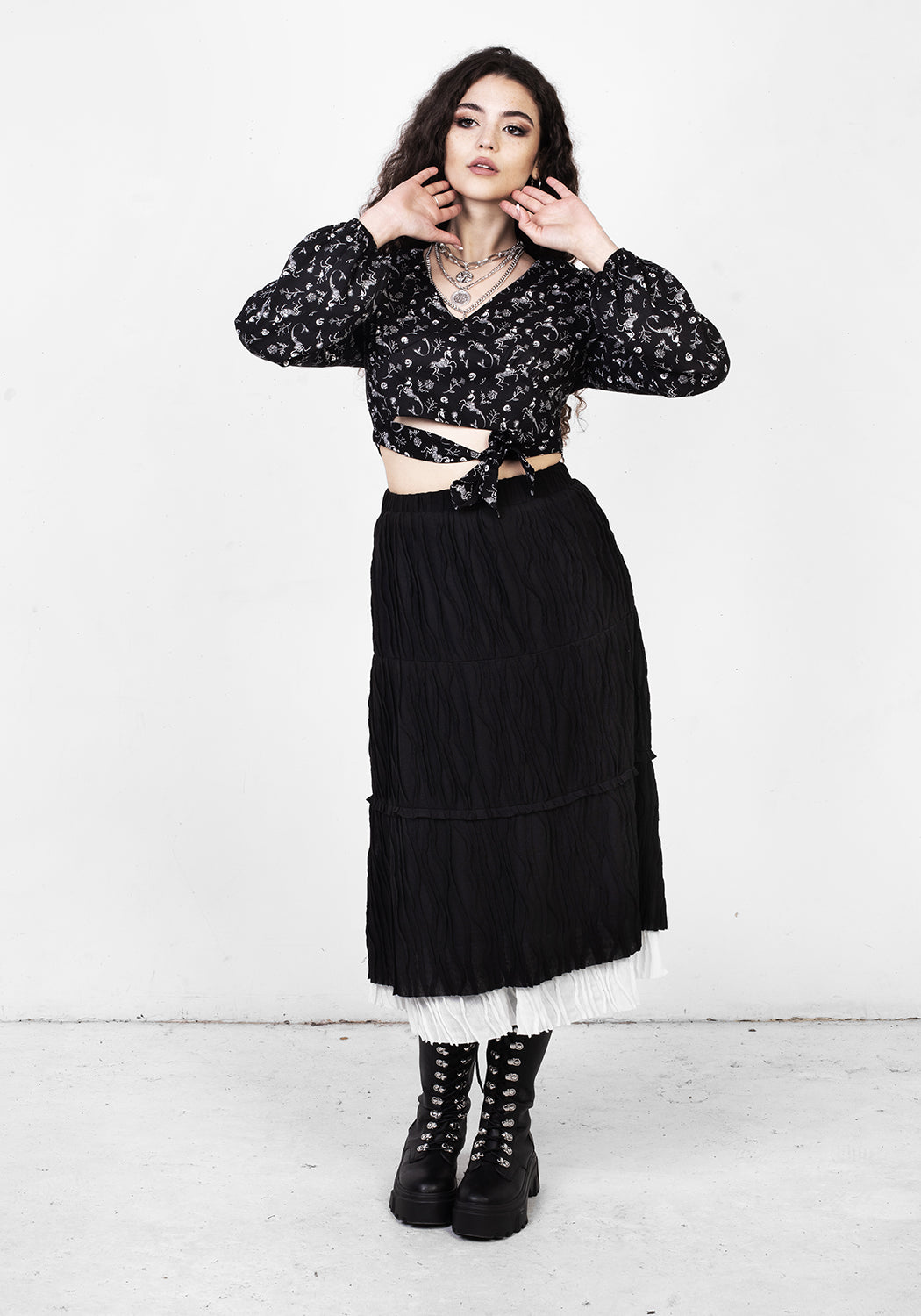 Stylish MUTINY LAYERED MIDI SKIRT for Women - Fashionable High Waist Flowy Skirt for Casual Outfits & Summer Dresses | Perfect for Office, Date Night & Vacation