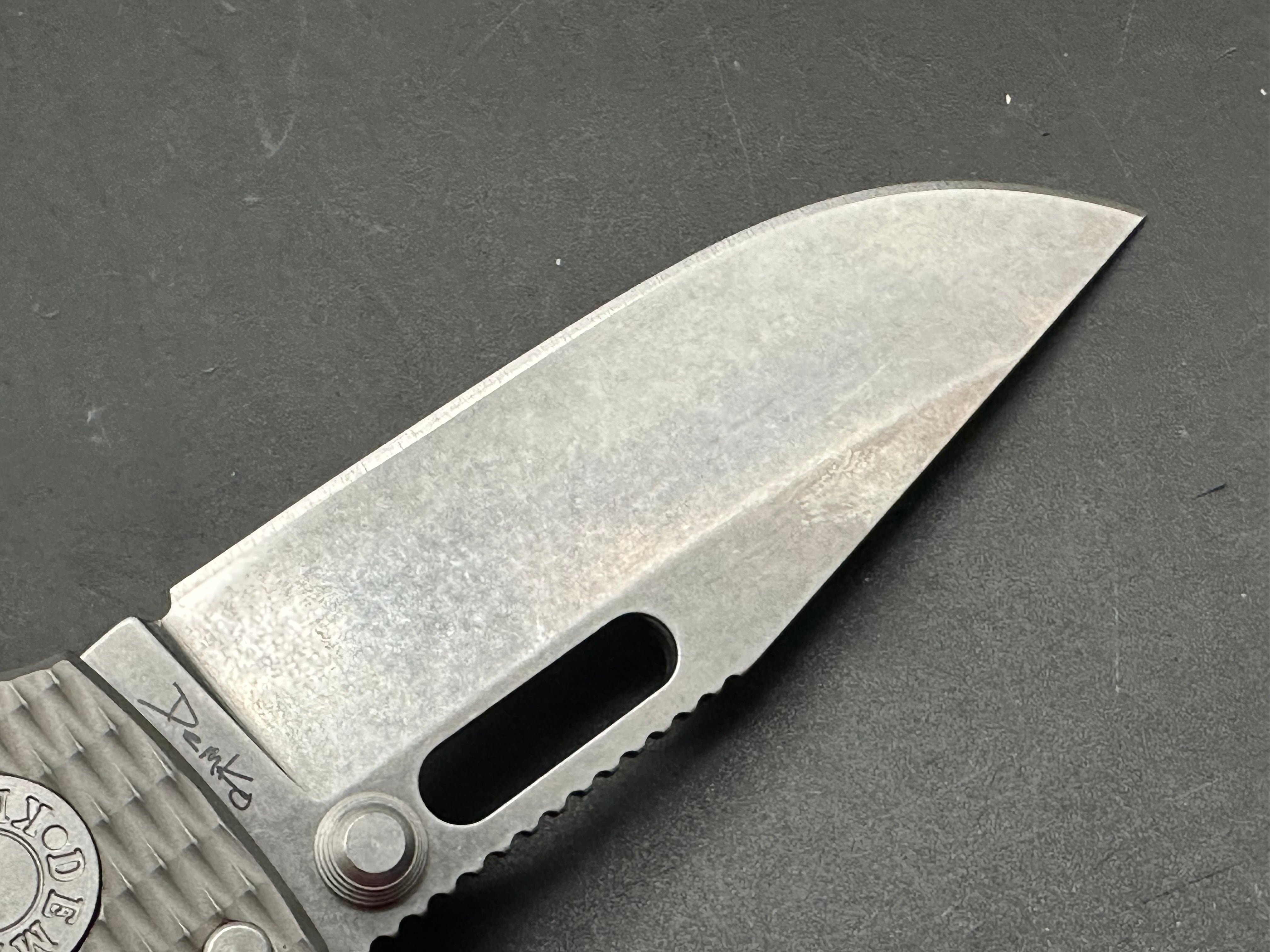 DEMKO AD20.5 Folding Knife - Textured Titanium Handle with Shark Lock & 3V Steel Blade - EDC, Outdoor Survival, Camping, Hunting Gear