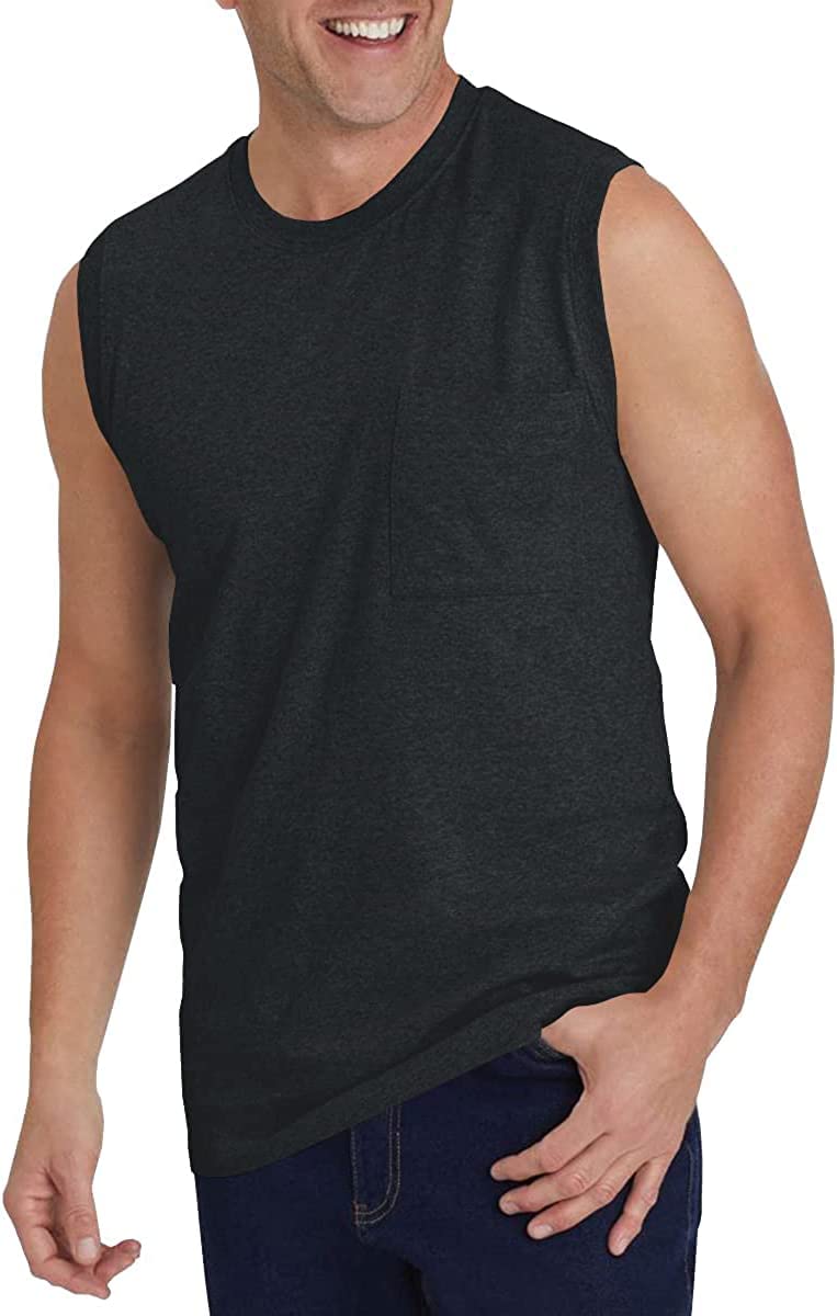 Wihion Men's Sleeveless Workout Tank Top with Pocket - Breathable Muscle Shirt for Gym, Bodybuilding & Running - Ideal for Fitness Training & Summer Sports