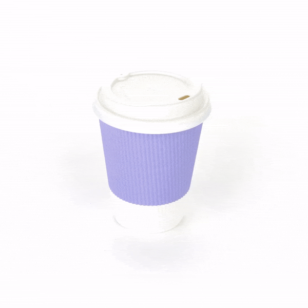 12 oz Light Purple Paper Ripple Wall Coffee Cups with White Lids - 3.5