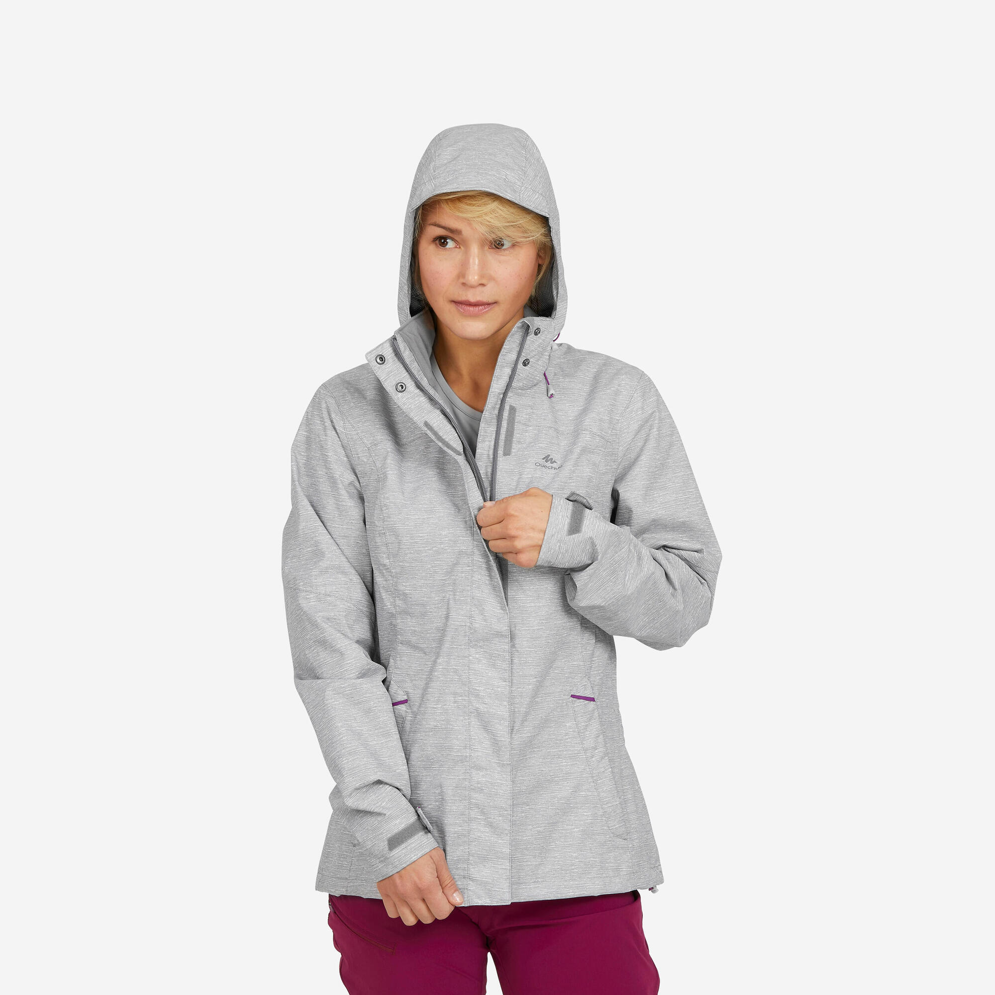 Quechua Women's Waterproof Hiking Jacket MH100 - Lightweight Windproof Outdoor Coat for Mountain Trekking & Camping Adventures