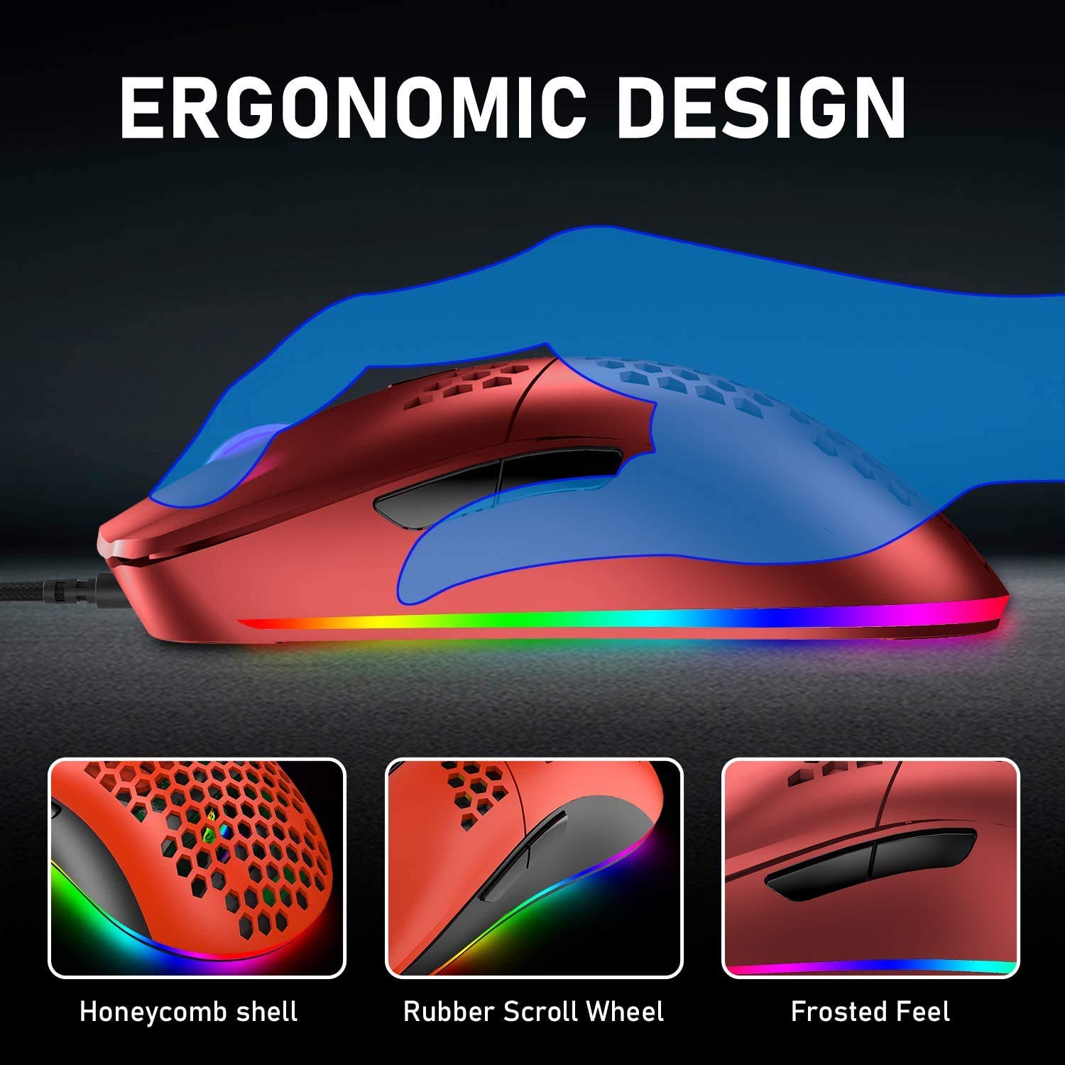 60% Compact Mechanical Gaming Keyboard with RGB Backlit 68 Keys & Honeycomb Lightweight Gaming Mouse 6400 DPI - USB C Wired Combo Set with Mouse Pad for PC, PS4, PS5, Xbox, Mac - Blue Switch - Perfect for Esports, Streaming & Office Work