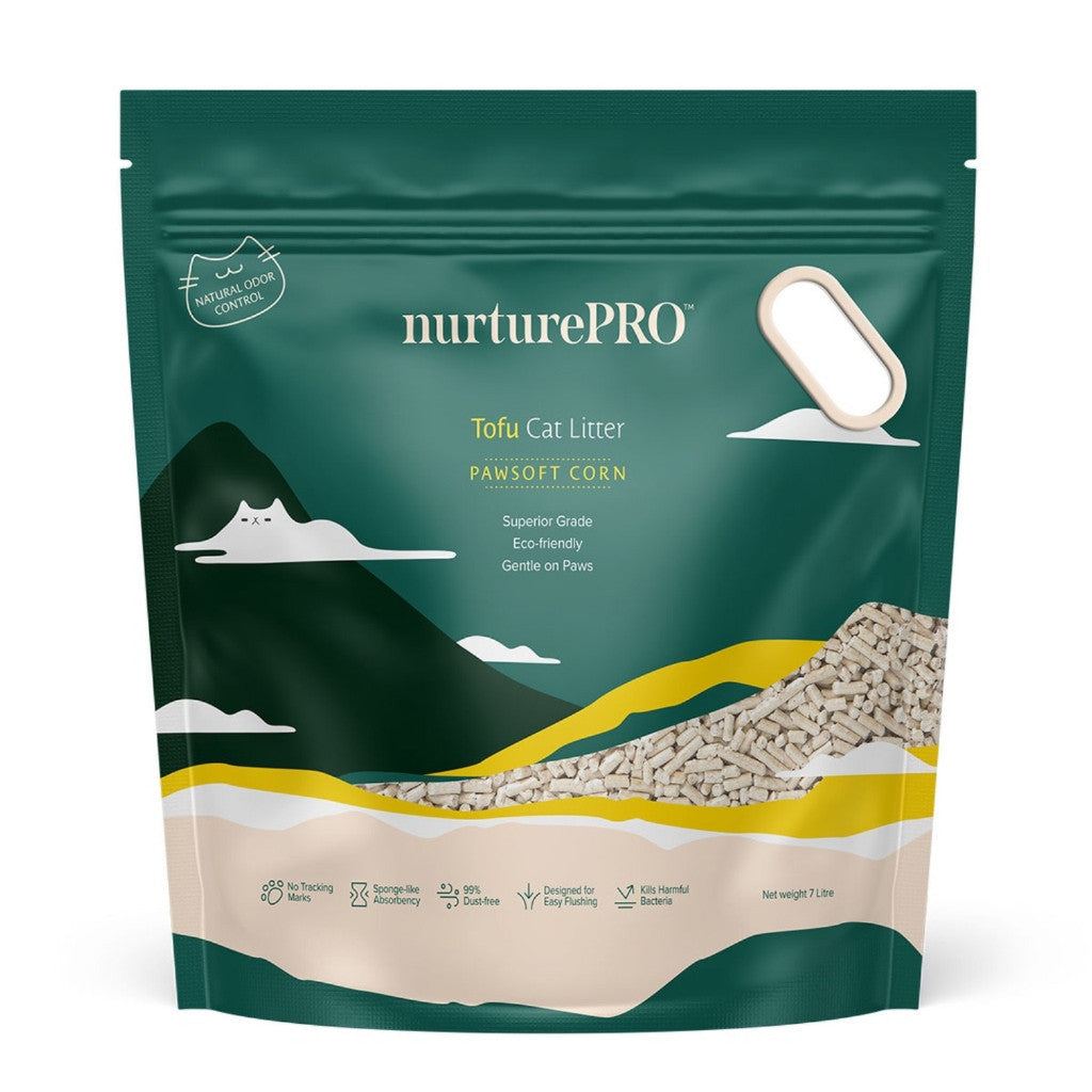 NurturePRO Pawsoft Tofu Cat Litter - 6 Pack Bundle (7L Each) | Charcoal, Soya, Green Tea & Corn Formula | Superior Odor Control | Eco-Friendly & Biodegradable | Ideal for Multi-Cat Homes & Small Spaces