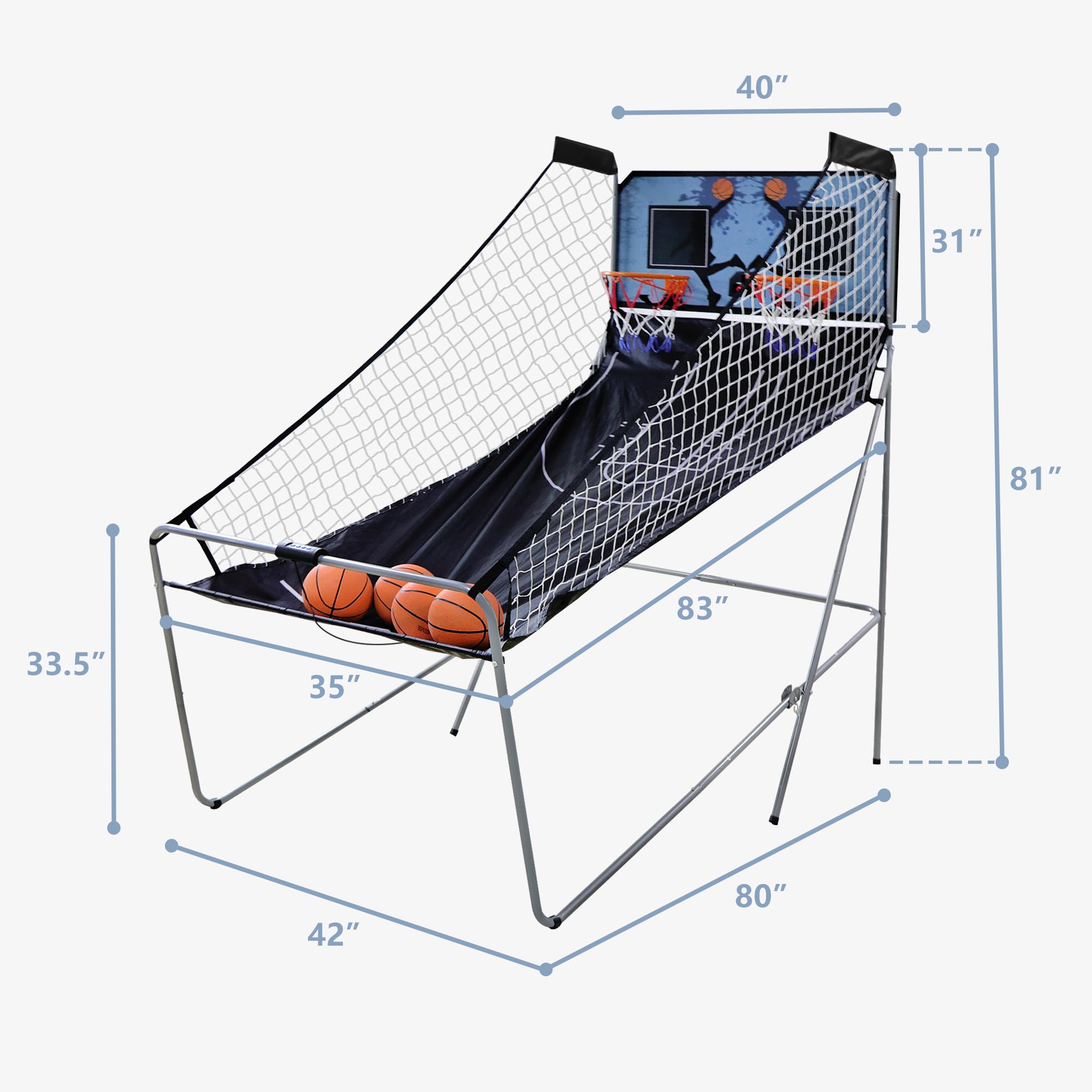 Foldable Electronic Dual Shot Basketball Hoop Arcade Game Machine - Indoor Basketball Game with LED Scoring & 4 Balls for 2 Players - Fun for Kids & Adults - Perfect for Home Entertainment, Game Rooms & Family Gatherings